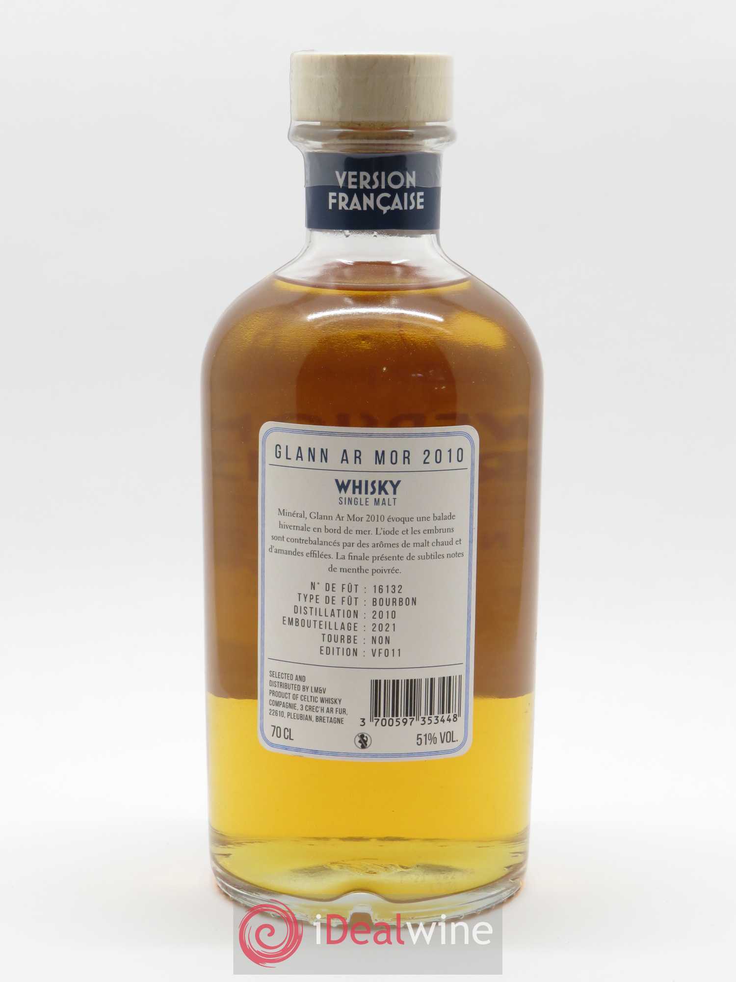 Whisky Glann Ar Mor Version Française Single Malt  (70 cl) 2010 - Lot de 1 bouteille - 2