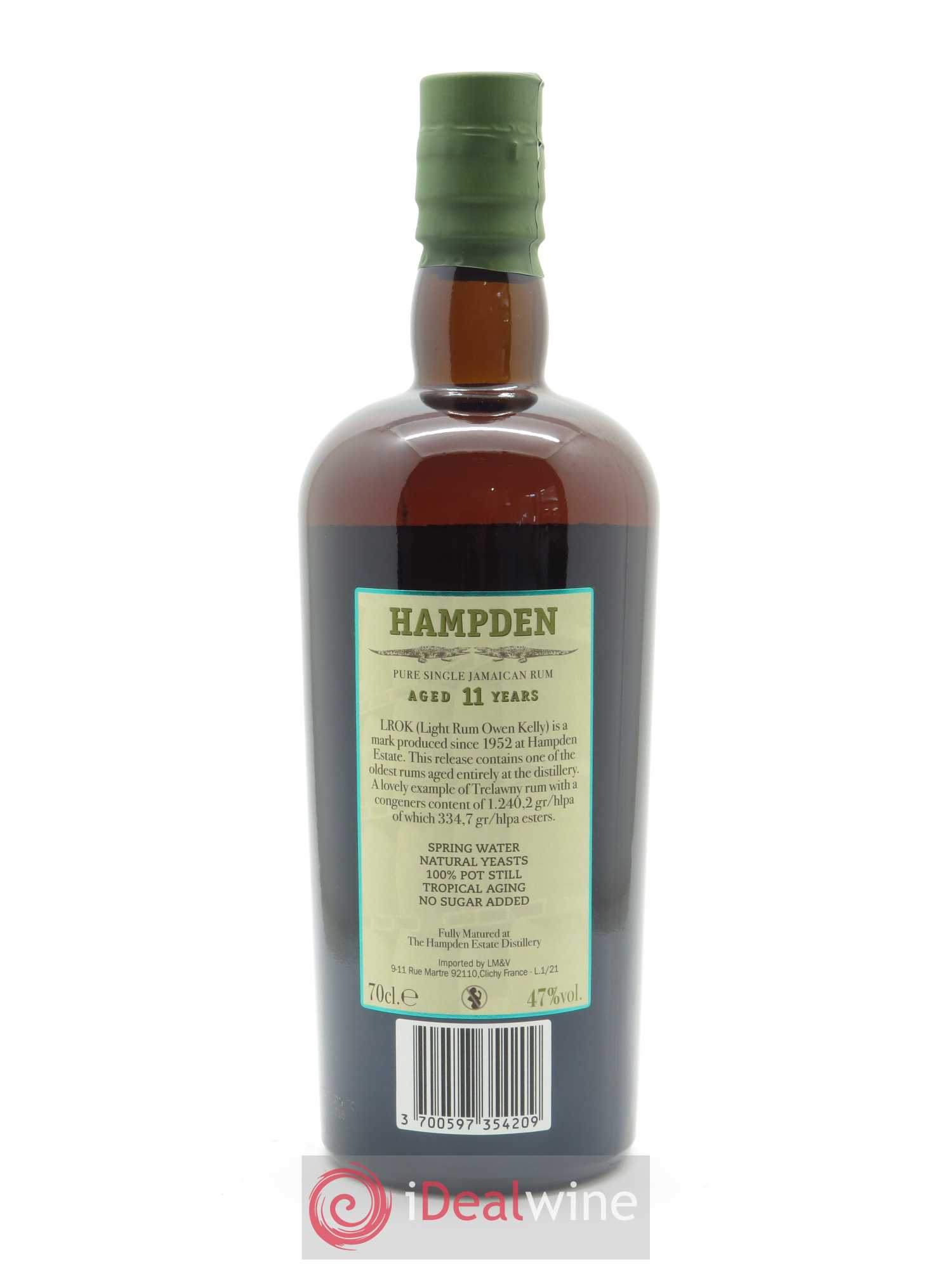 Rhum Hampden  Lrok 10 ans Single Cask (70 cl) 2010 - Lot de 1 bouteille - 2