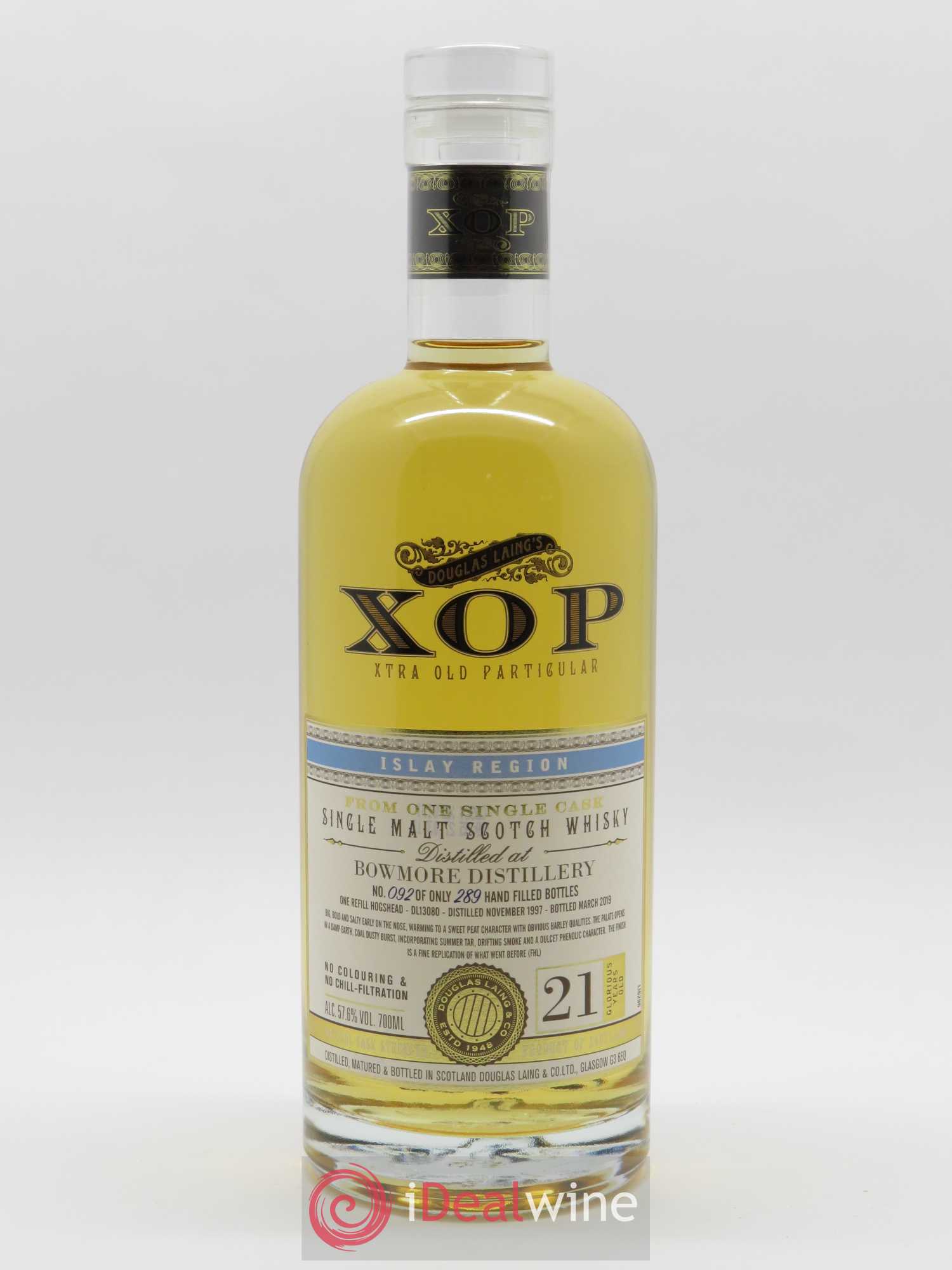 Whisky Bowmore 21 ans D.Laing Single Malt (70 cl) 1997 - Lot de 1 bouteille - 1