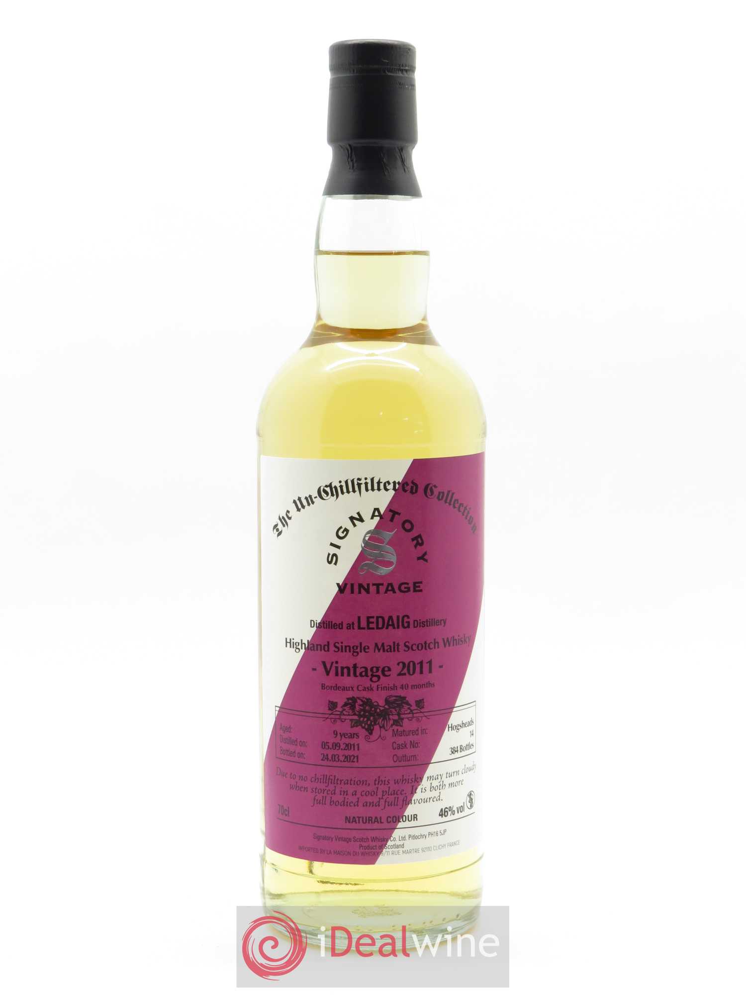 Whisky Ledaig 9 ans Bordeaux Finish Signatory Vintage (70 cl) 2011 - Lot de 1 bouteille - 1