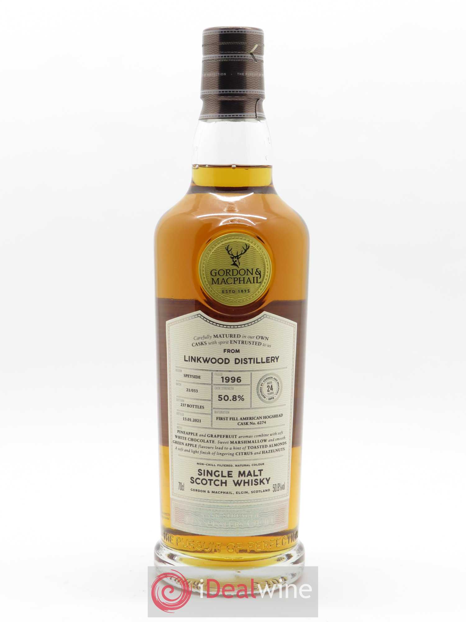 Whisky Linkwood 24 ans Single Malt Gordon & Macphail (70 cl) 1996 - Lot de 1 bouteille - 1