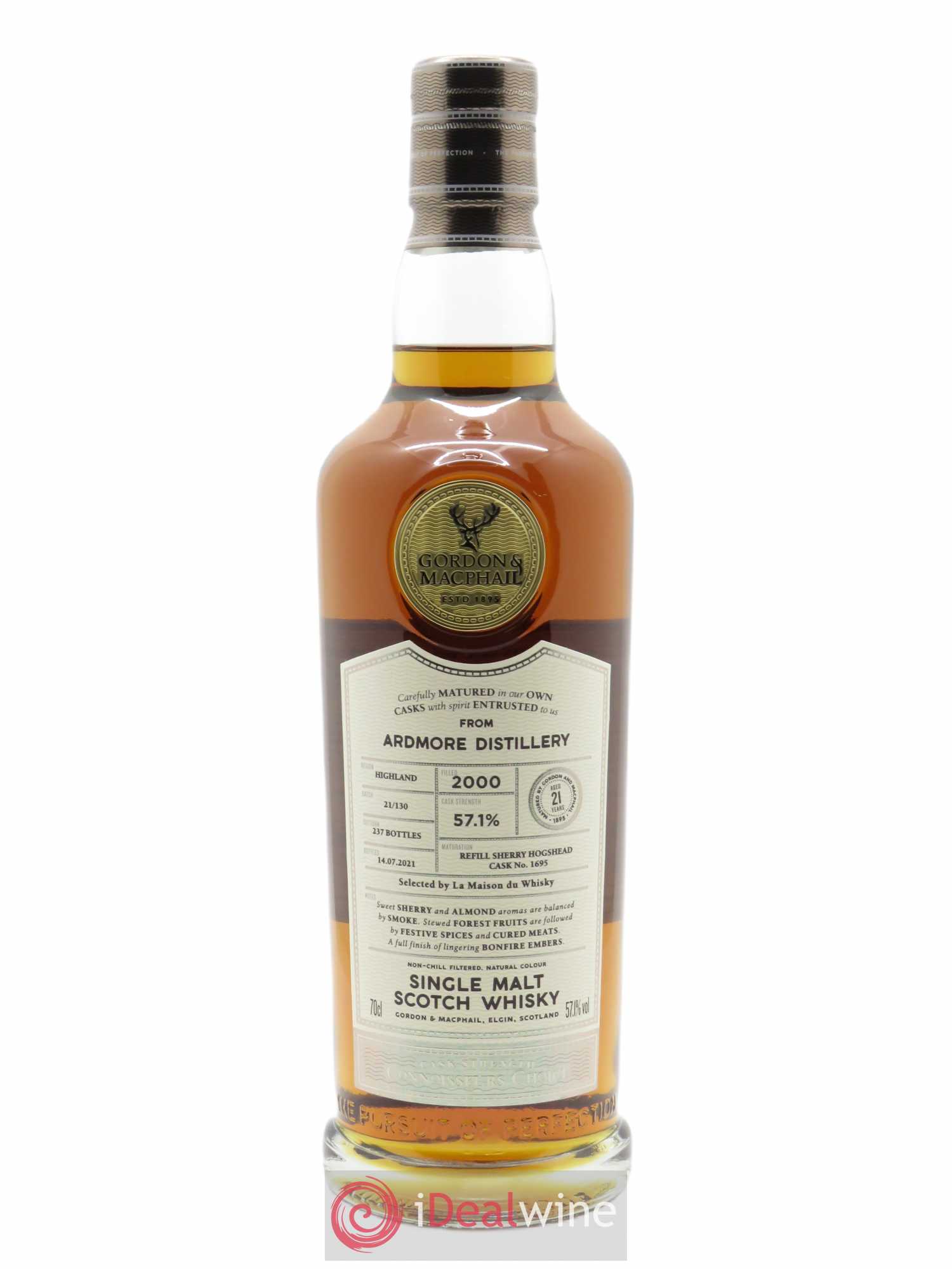 Whisky Ardmore 21 ans Gordon & Macphail  (70cl) 2000 - Lot de 1 bouteille - 1