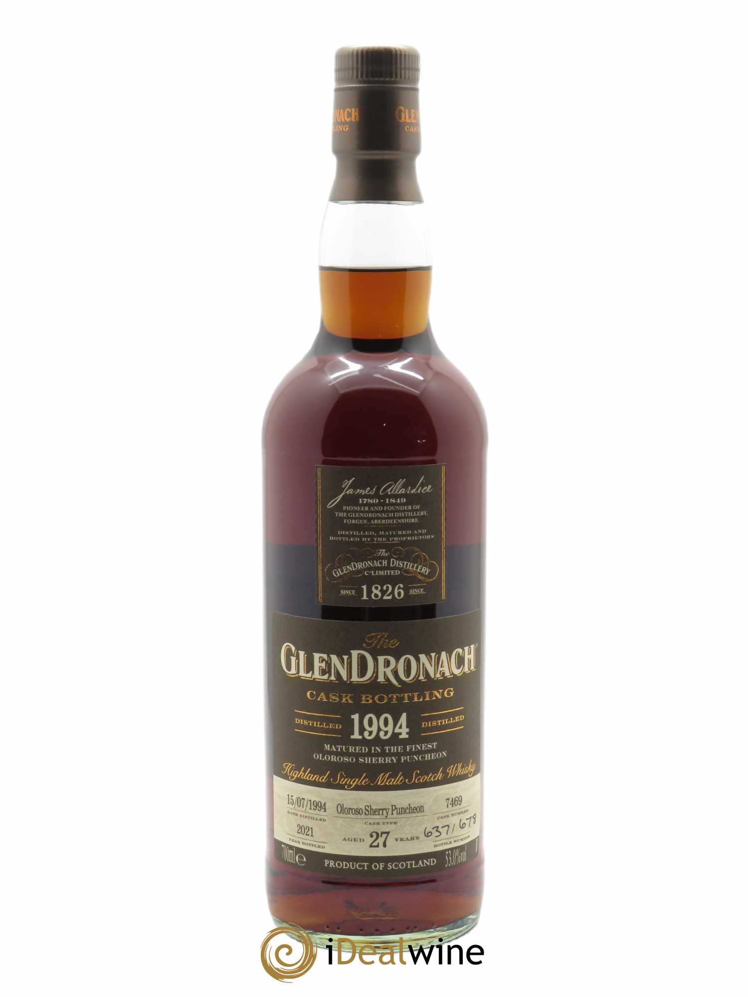 Glendronach 27 ans Oloroso Puncheon Single Cask Batch 19 (70cl) 1994 - Lot de 1 bouteille - 1