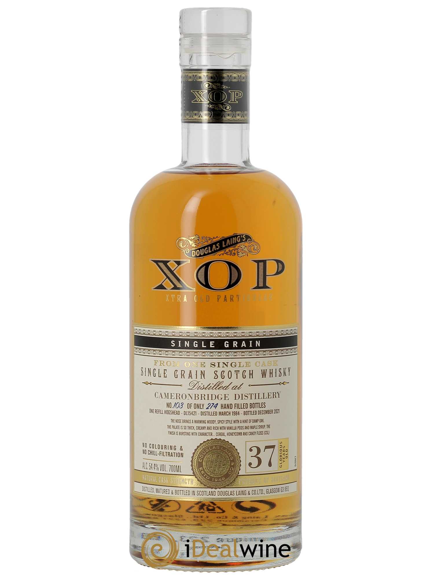 Whisky Cameronbridge 37 ans D. Laing (70cl) 1984 - Posten von 1 Flasche - 1