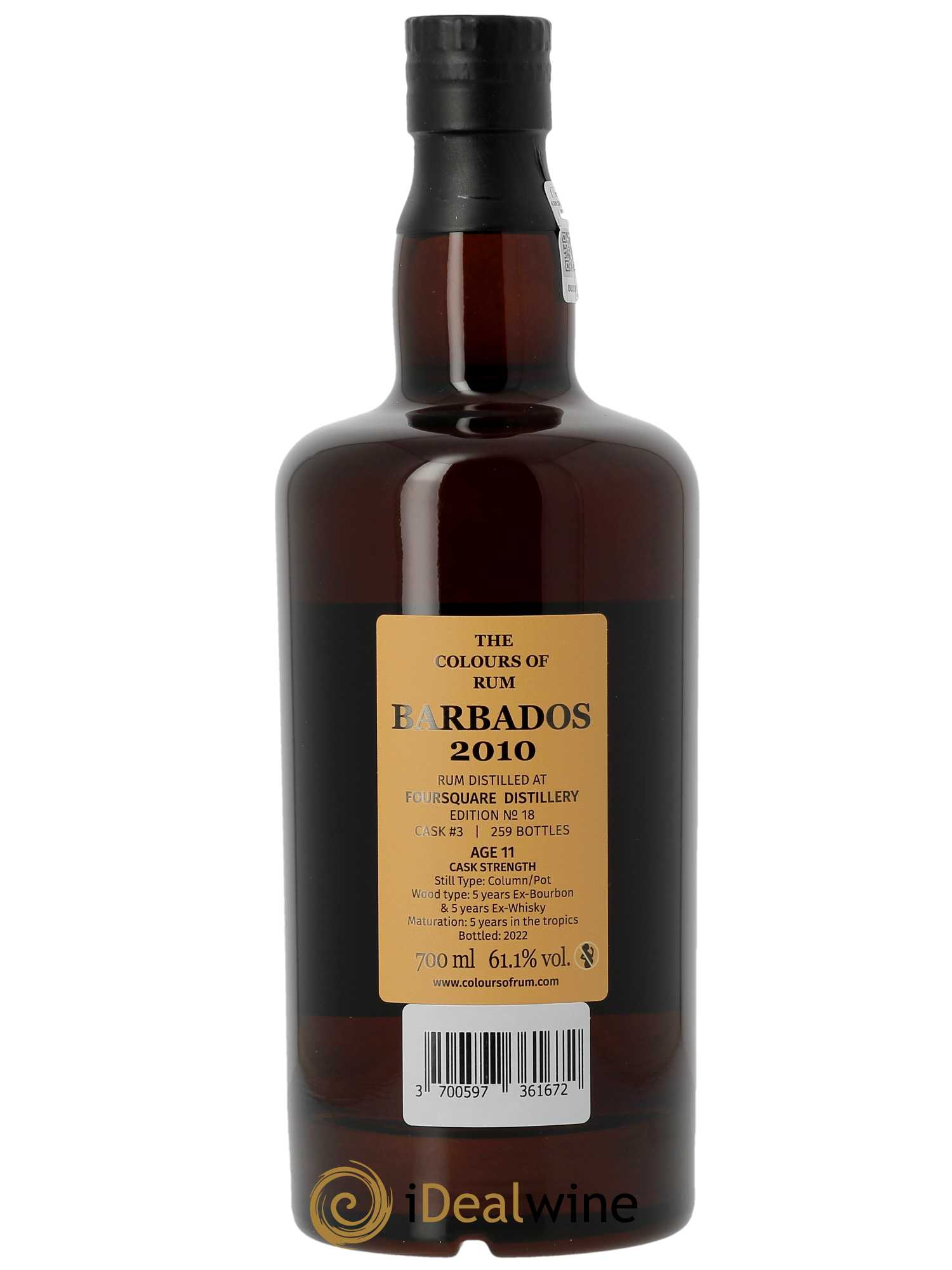 Rhum Foursquare  11 ans 2010 Barbados Edition No 18 W S (70cl) 2010 - Lot de 1 bouteille - 2