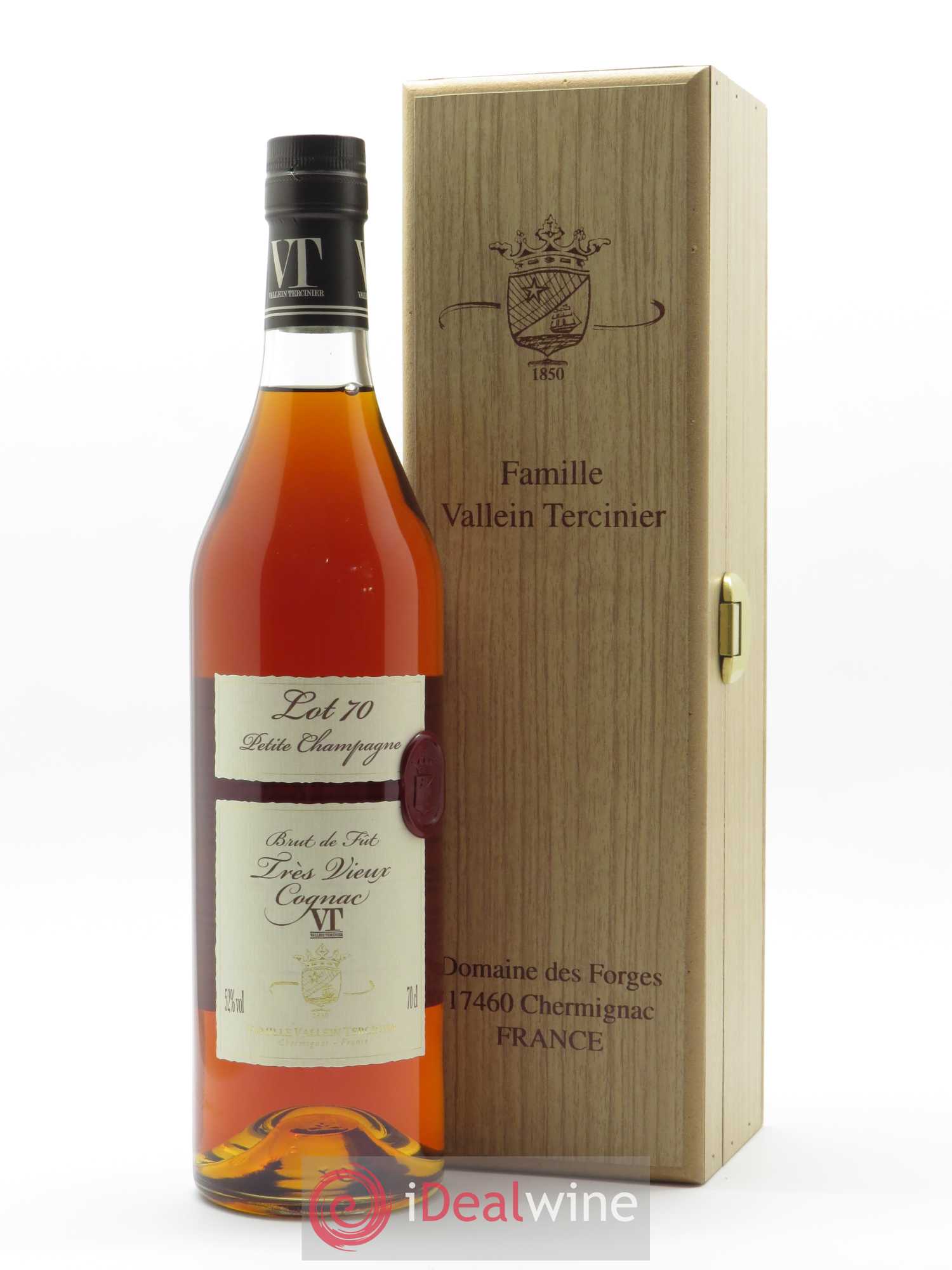 Cognac Vallein Tercinier Lot 70 Petite Champagne (70 cl) - Lot de 1 bouteille - 0