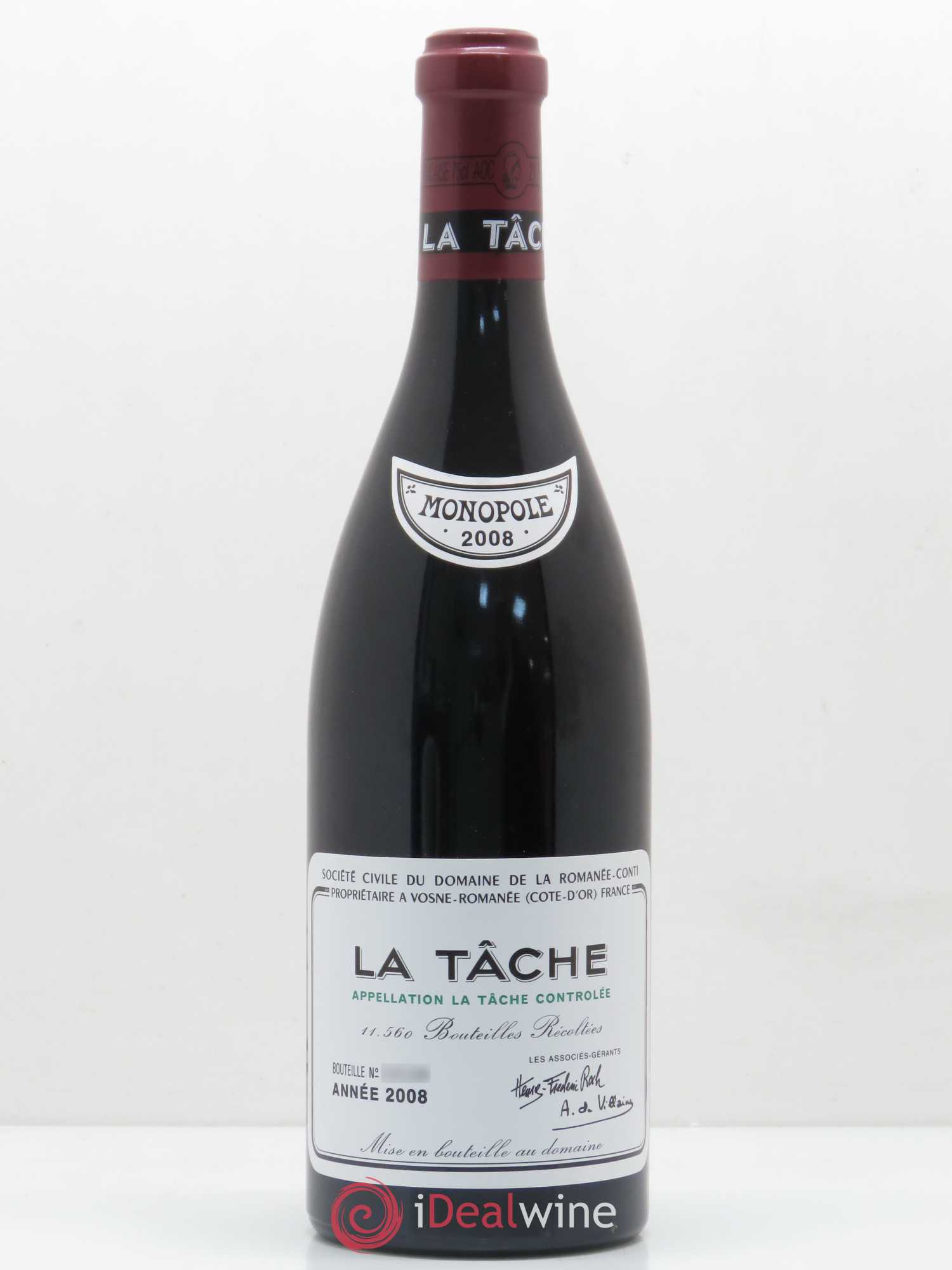 La Tâche Grand Cru Domaine de la Romanée-Conti 2008 - Lot de 1 bouteille - 0