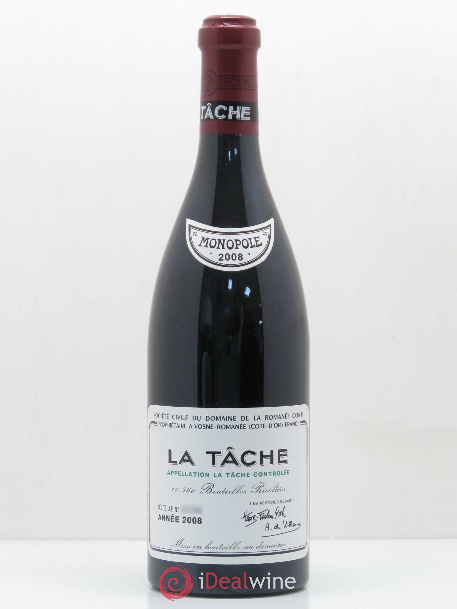 La Tâche Grand Cru Domaine de la Romanée-Conti 2008 - Lot de 1 bouteille - 0