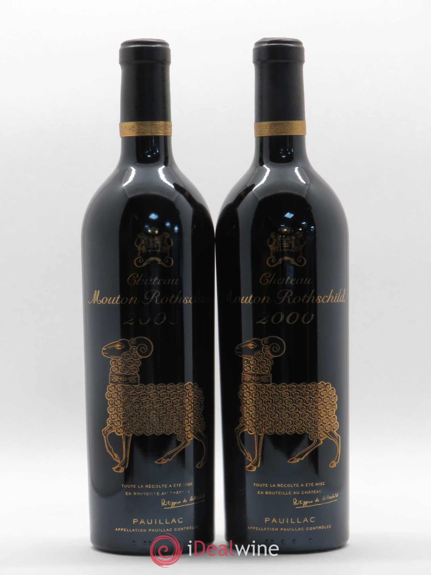 Château Mouton Rothschild 1er Grand Cru Classé 2000 - Lot de 2 bouteilles - 0
