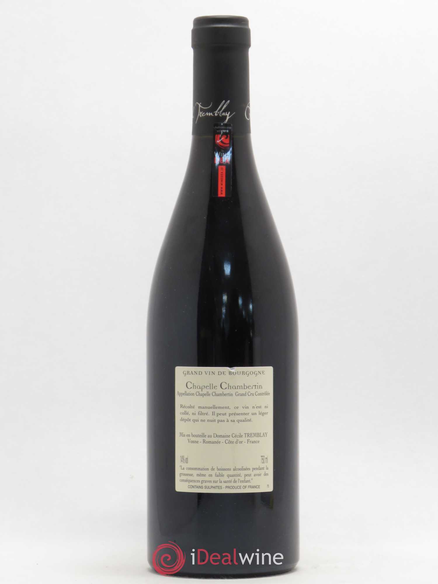 Chapelle-Chambertin Grand Cru Cécile Tremblay 2015 - Lot de 1 bouteille - 1