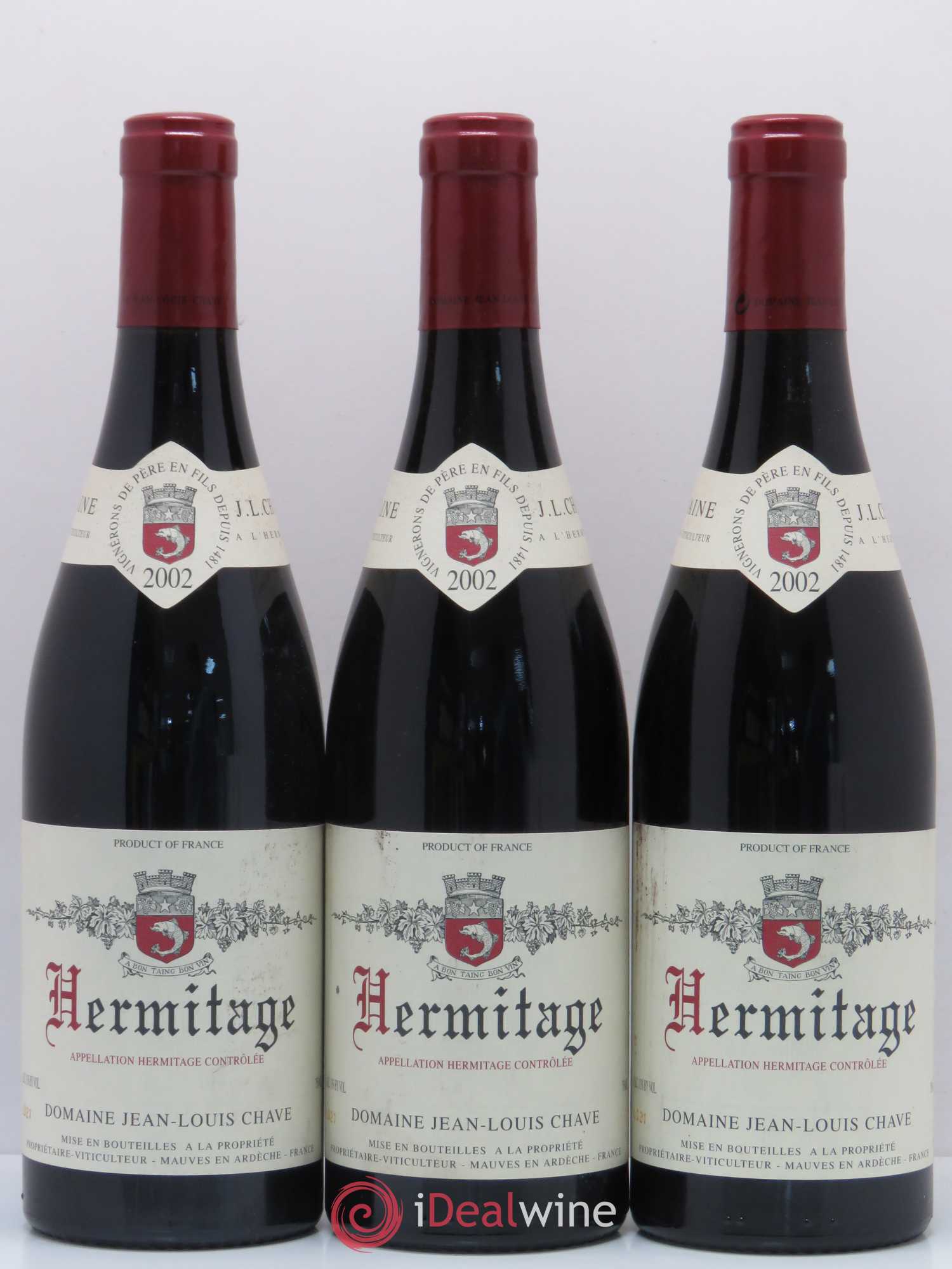 Hermitage Jean-Louis Chave 2002 - Lot de 3 bouteilles - 0