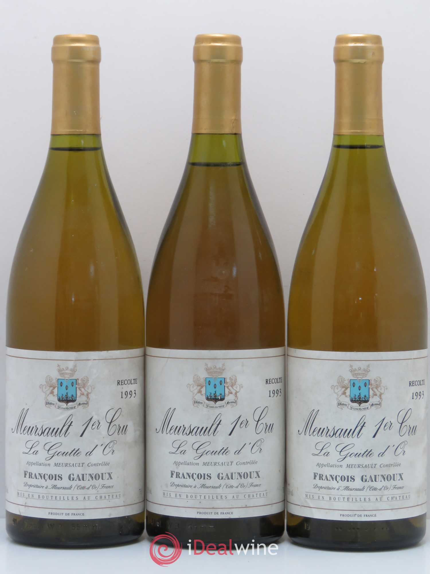 Meursault 1er Cru La Goutte d'Or Domaine François Gaunoux 1993 - Posten von 3 Flaschen - 0