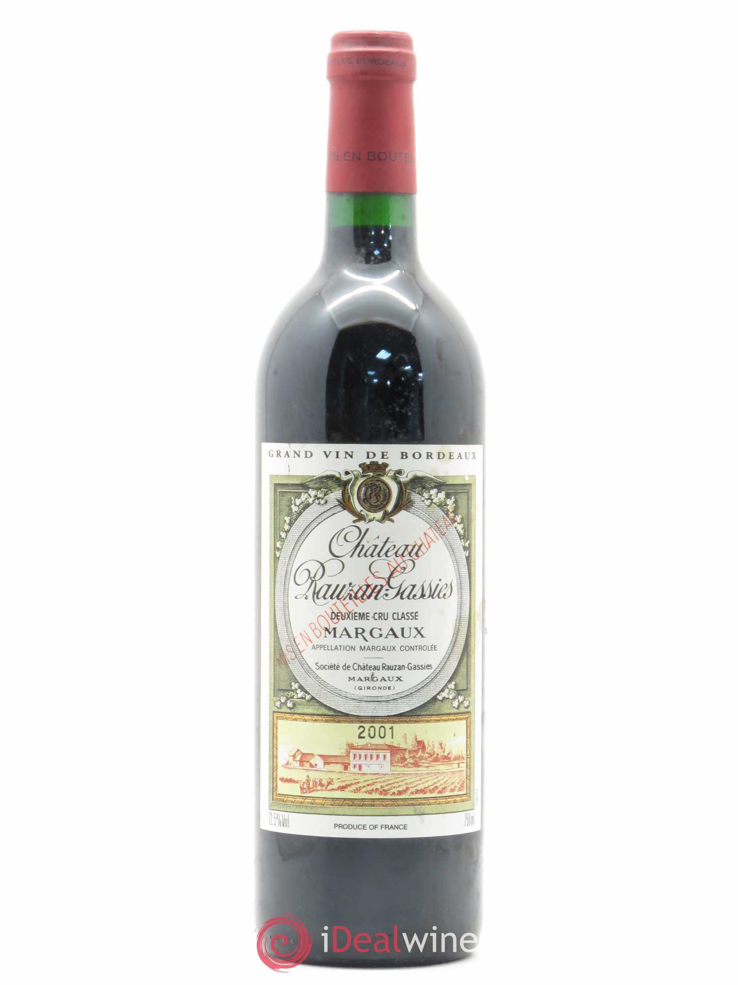 Château Rauzan-Gassies 2ème Grand Cru Classé 2001 - Lot de 1 bouteille - 0