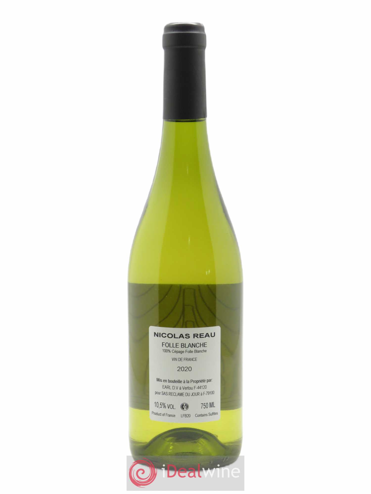 Vin de France Folle Blanche Clos des Treilles - Nicolas Réau 2020 - Lot of 1 bottle - 1
