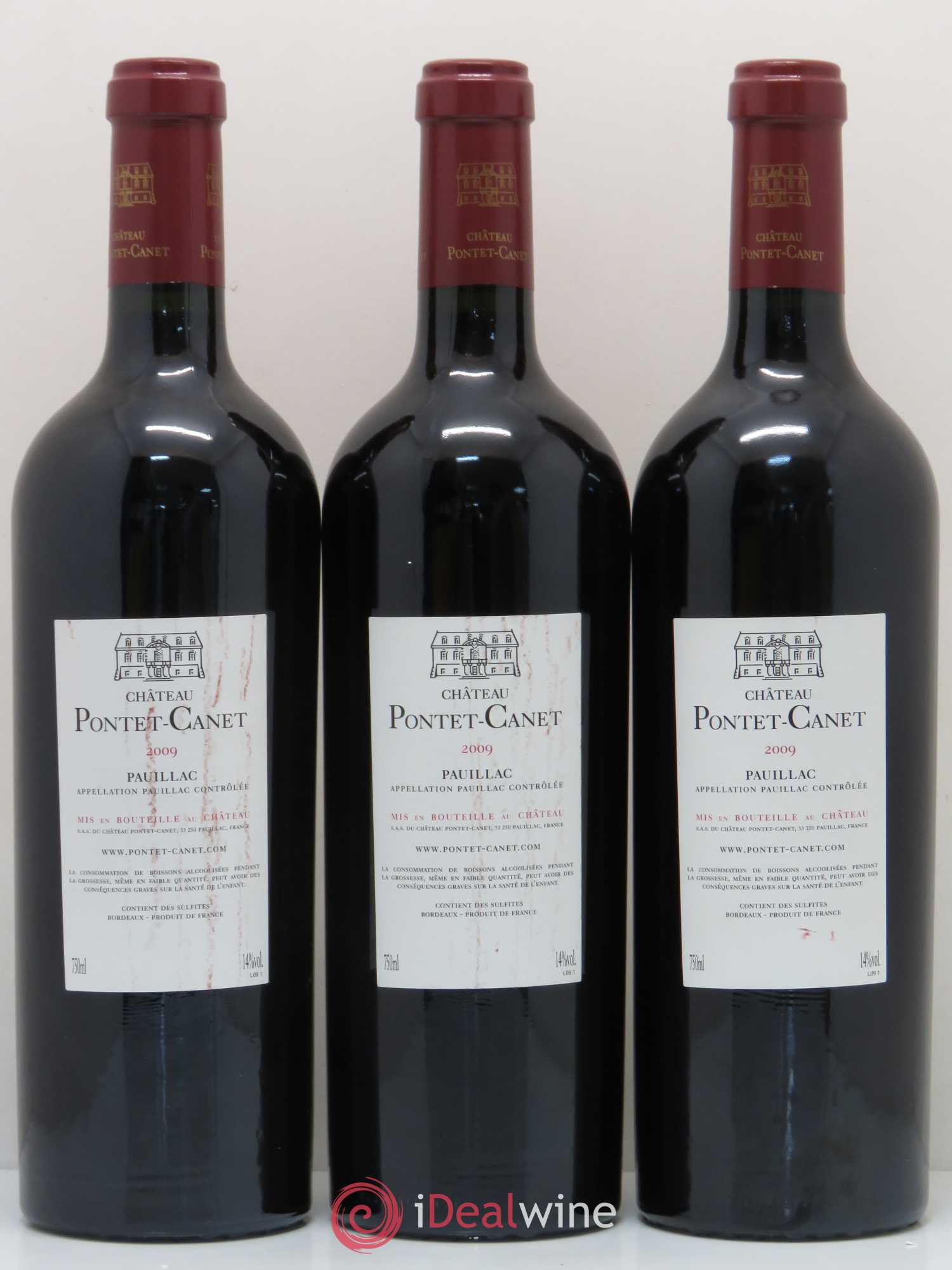 Château Pontet Canet 5ème Grand Cru Classé 2009 - Lot de 3 bouteilles - 1