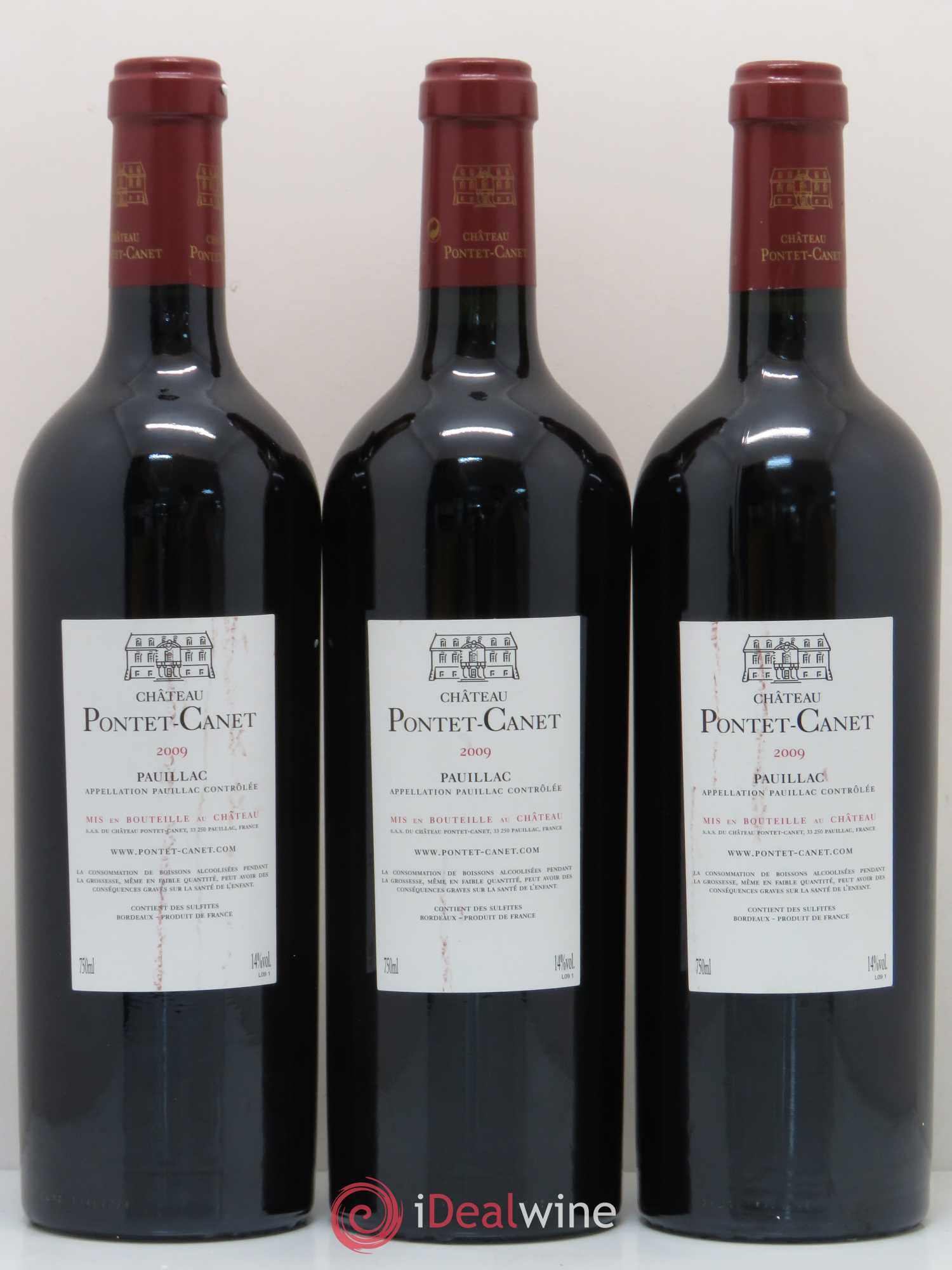 Château Pontet Canet 5ème Grand Cru Classé 2009 - Lot de 3 bouteilles - 1
