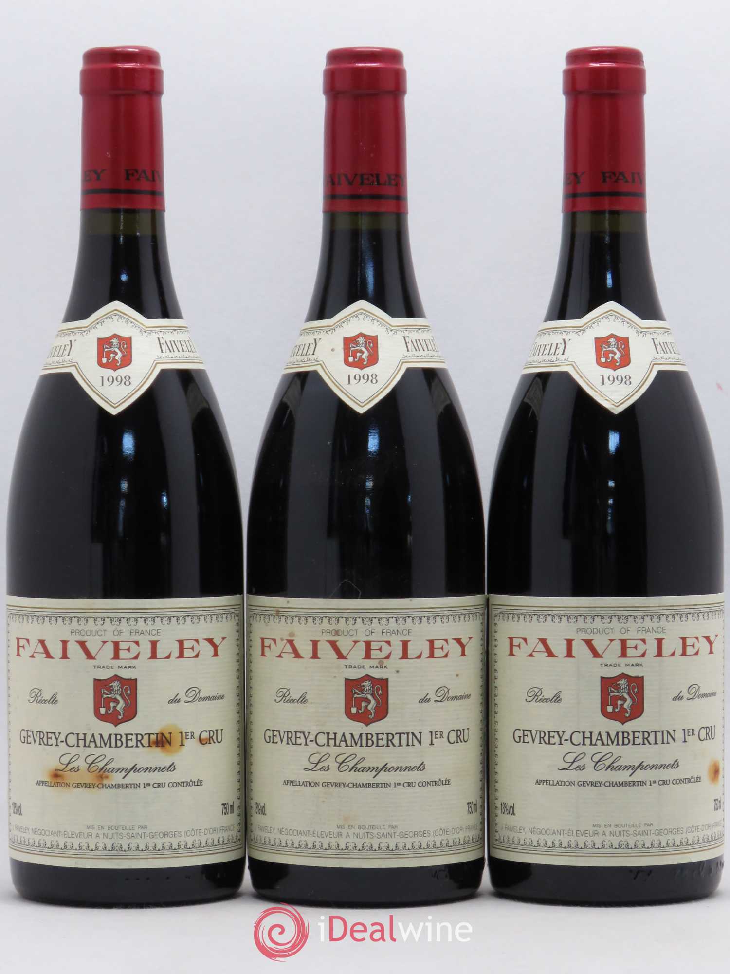 Gevrey-Chambertin 1er Cru Les Champonnets Faiveley 1998 - Lot de 3 bouteilles - 0