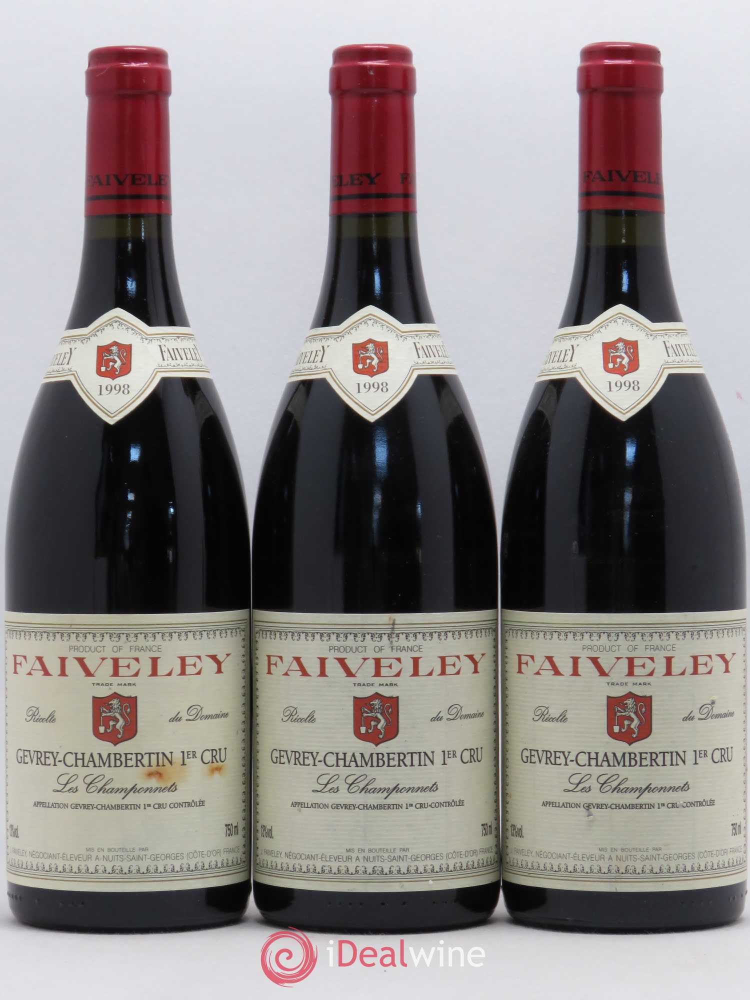 Gevrey-Chambertin 1er Cru Les Champonnets Faiveley 1998 - Lot de 3 bouteilles - 0