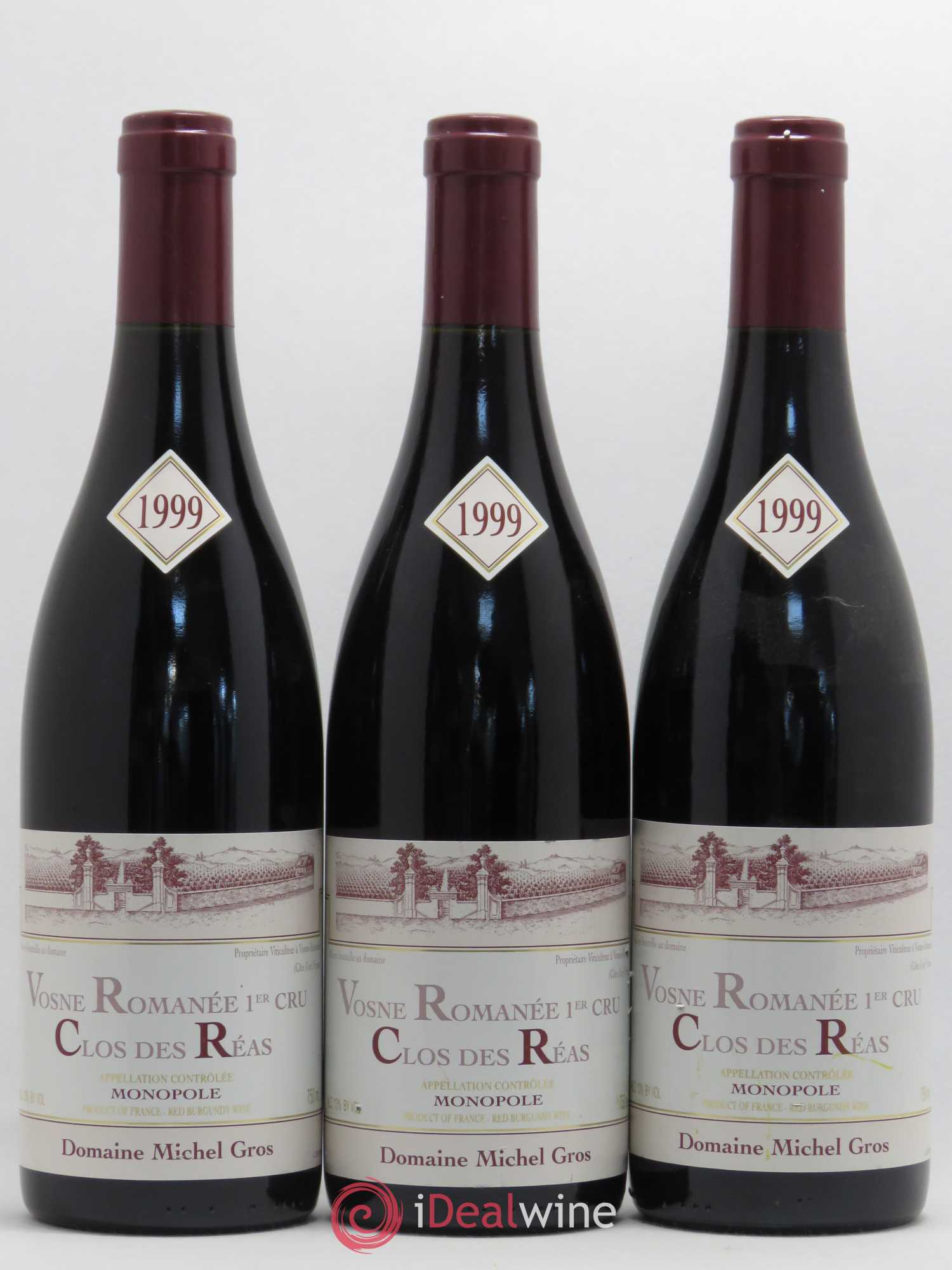 Vosne-Romanée 1er Cru Clos des Réas Domaine Michel Gros 1999 - Posten von 3 Flaschen - 0
