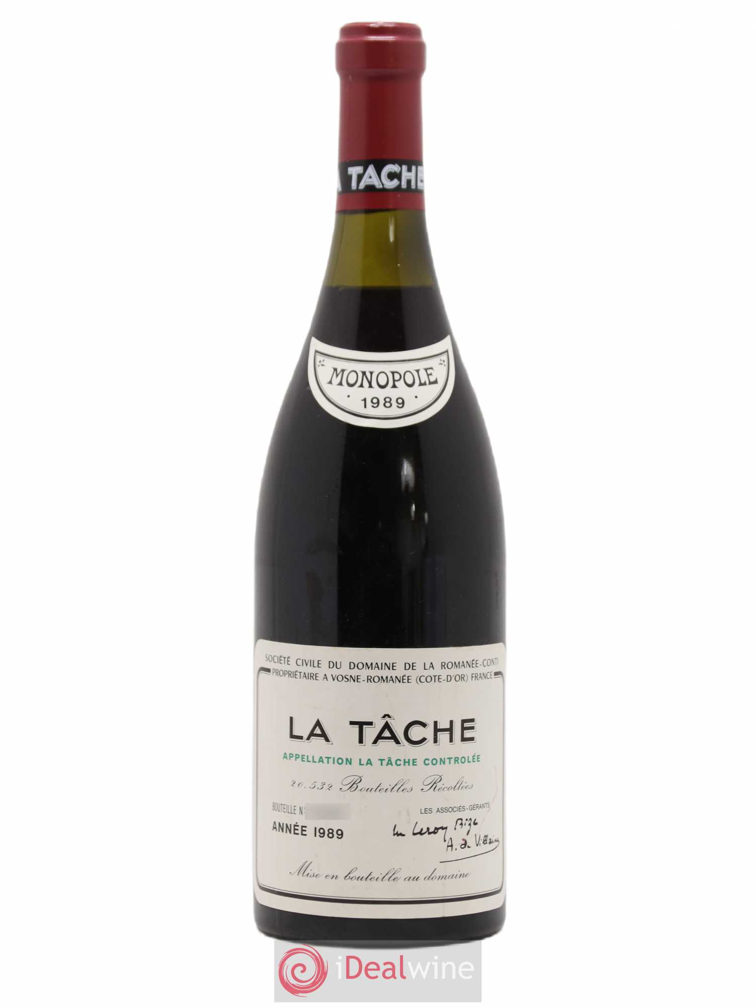 La Tâche Grand Cru Domaine de la Romanée-Conti 1989 - Lot de 1 bouteille - 0
