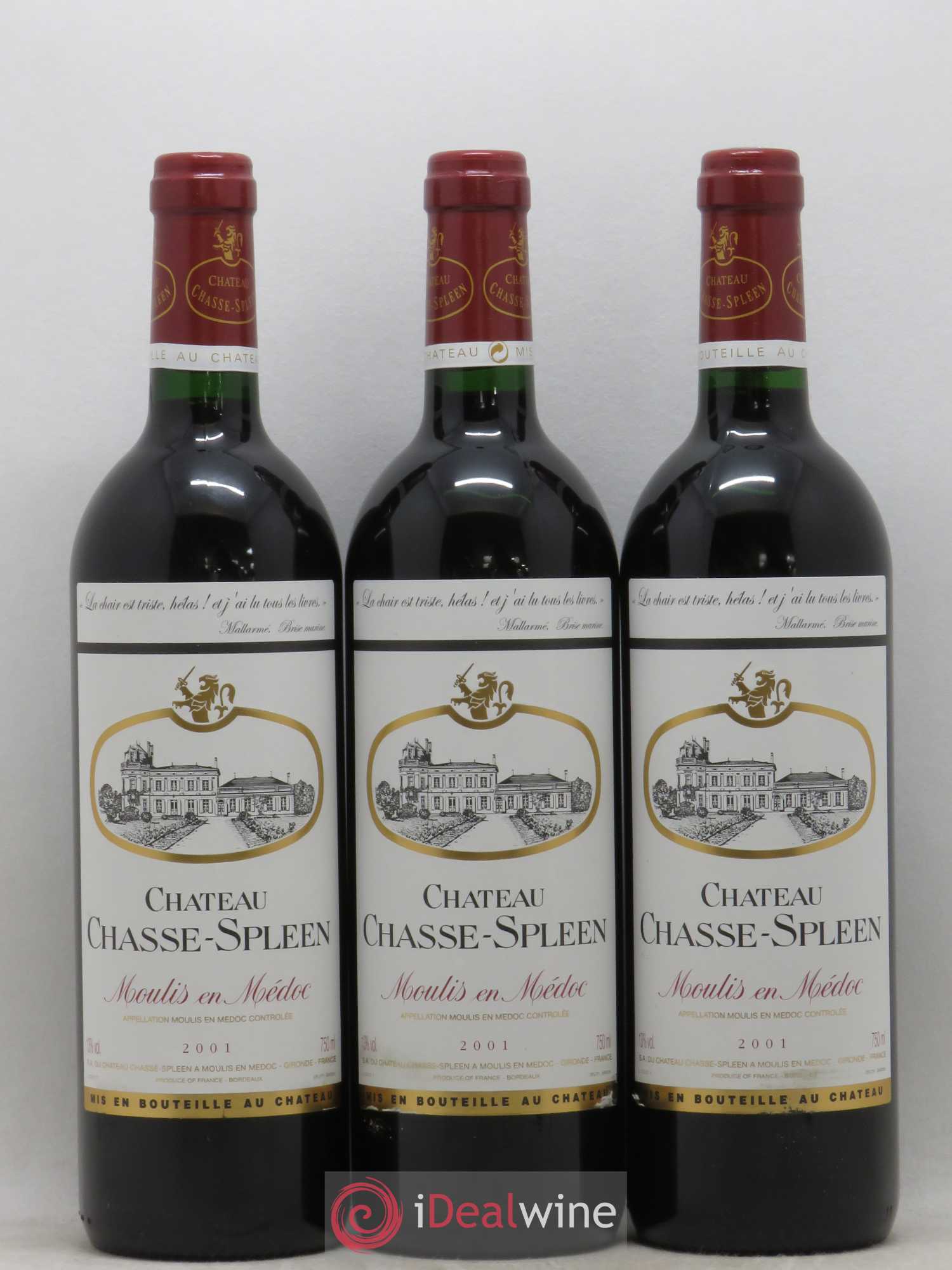 Château Chasse Spleen 2001 - Lot de 3 bouteilles - 0