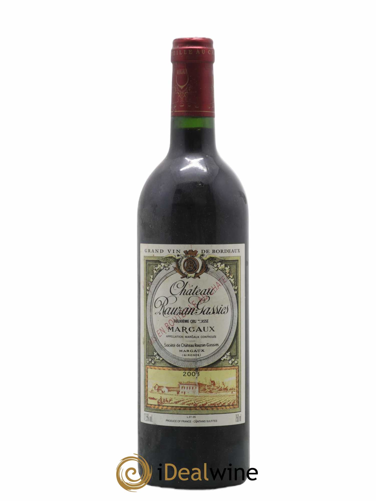 Château Rauzan-Gassies 2ème Grand Cru Classé 2003 - Lot de 1 bouteille - 0