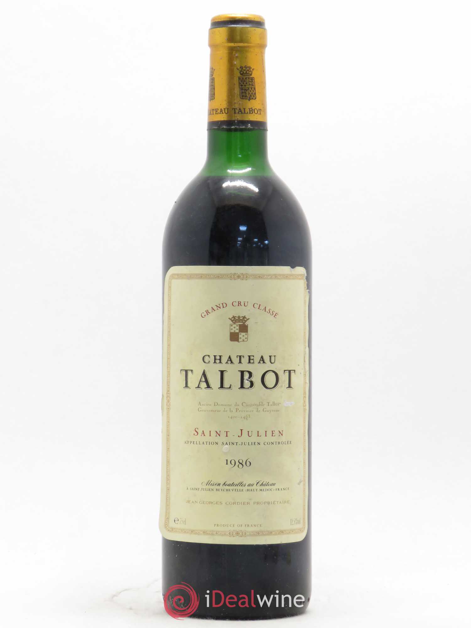Château Talbot 4ème Grand Cru Classé 1986 - Lot de 1 bouteille - 0