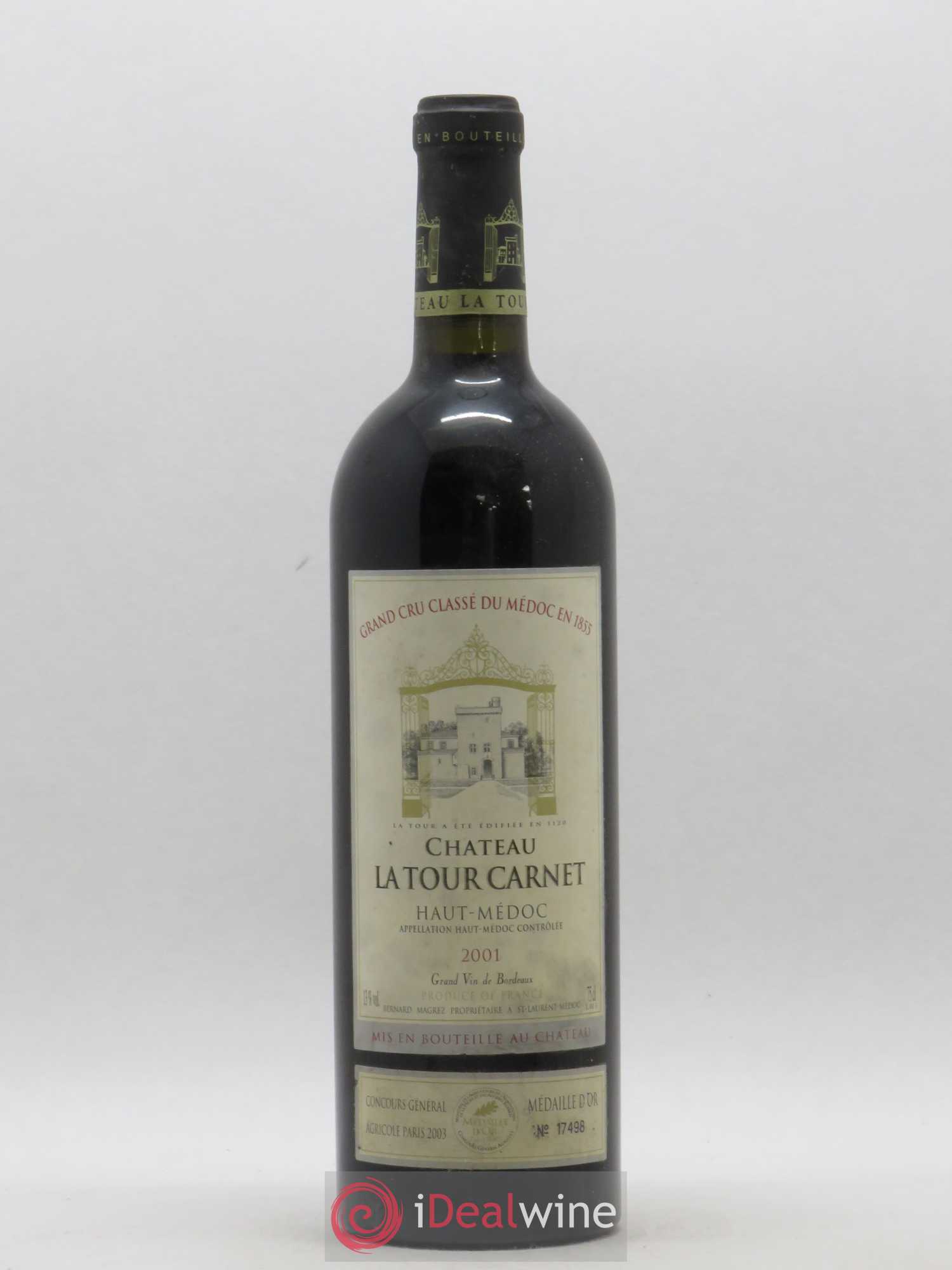 Château la Tour Carnet 4ème Grand Cru Classé 2001 - Lot de 1 bouteille - 0