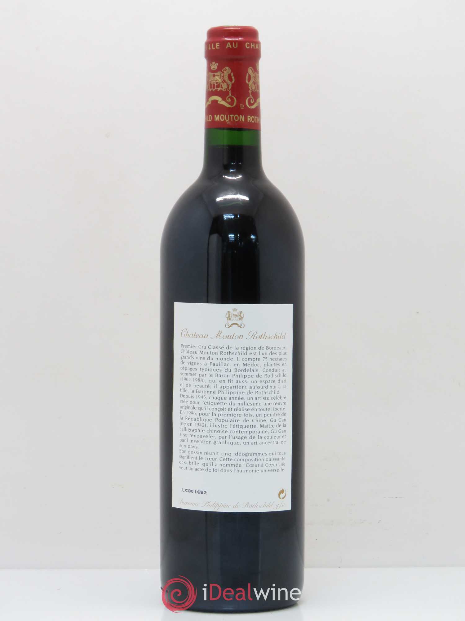 Château Mouton Rothschild 1er Grand Cru Classé 1996 - Lot de 1 bouteille - 1