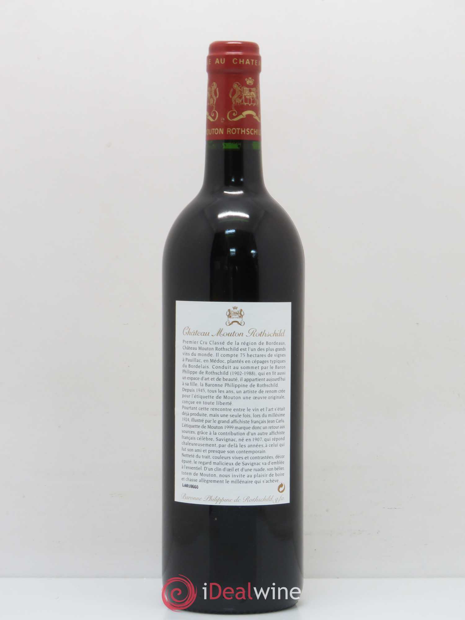 Château Mouton Rothschild 1er Grand Cru Classé 1999 - Lot de 1 bouteille - 1