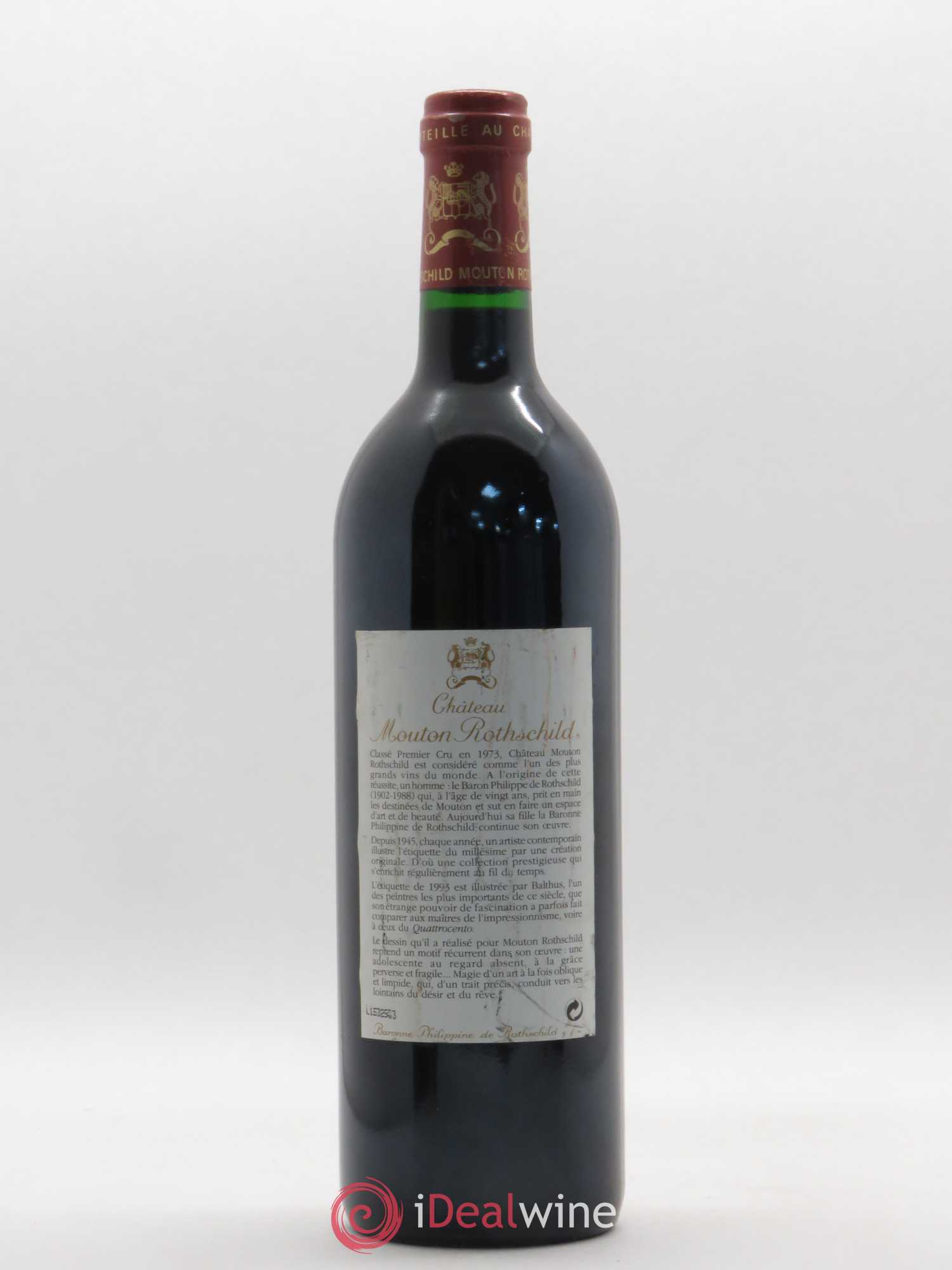 Château Mouton Rothschild 1er Grand Cru Classé 1993 - Lot de 1 bouteille - 1