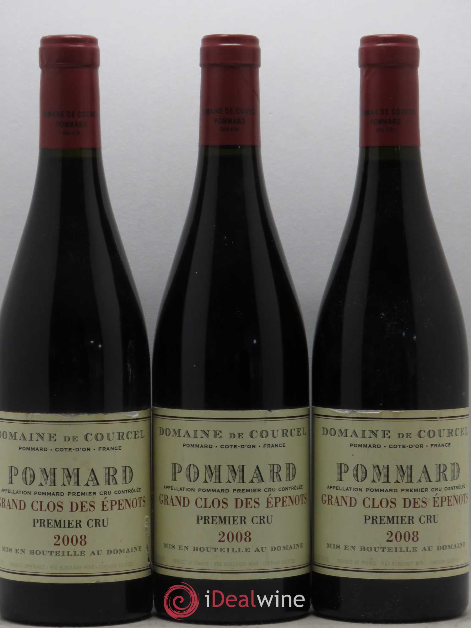 Pommard 1er Cru Grand Clos des Epenots de Courcel (Domaine) 2008 - Lot de 3 bouteilles - 0