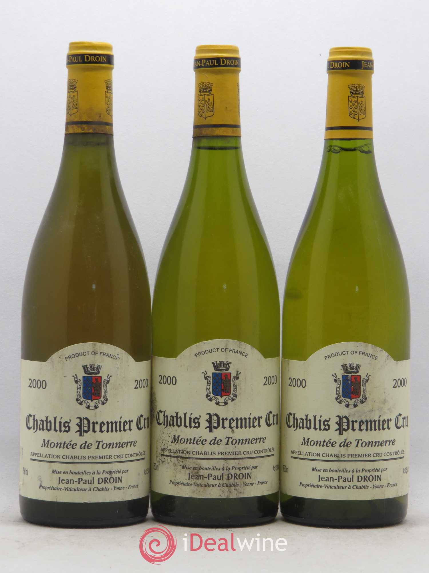 Chablis 1er Cru Montée de Tonnerre Jean-Paul & Benoît Droin (Domaine) 2000 - Lot de 3 bouteilles - 0