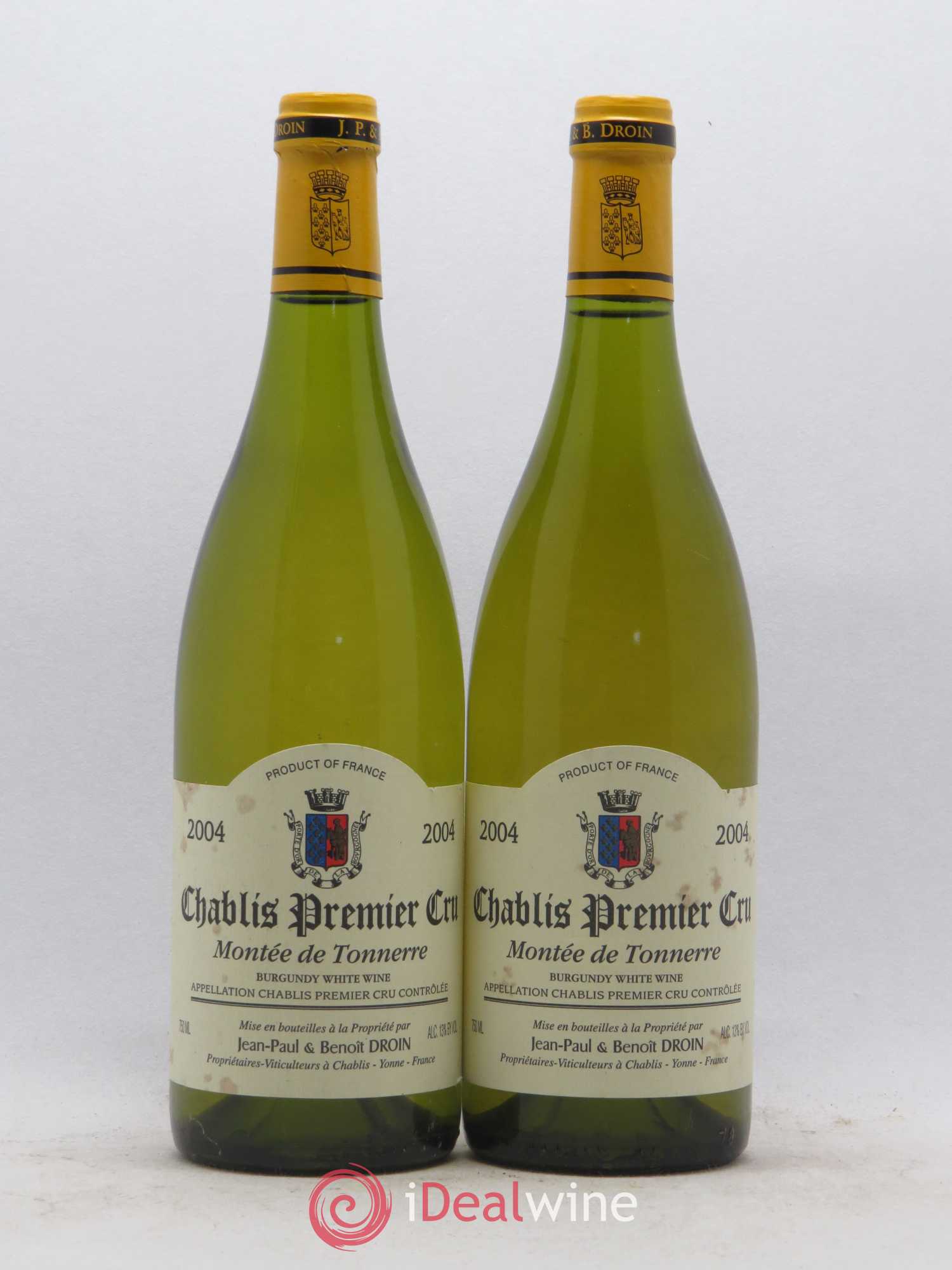 Chablis 1er Cru Montée de Tonnerre Jean-Paul & Benoît Droin (Domaine) 2004 - Lot de 2 bouteilles - 0