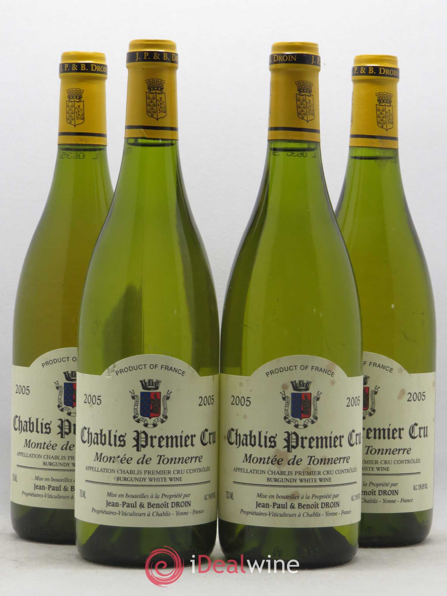 Chablis 1er Cru Montée de Tonnerre Jean-Paul & Benoît Droin (Domaine) 2005 - Lot de 4 bouteilles - 0