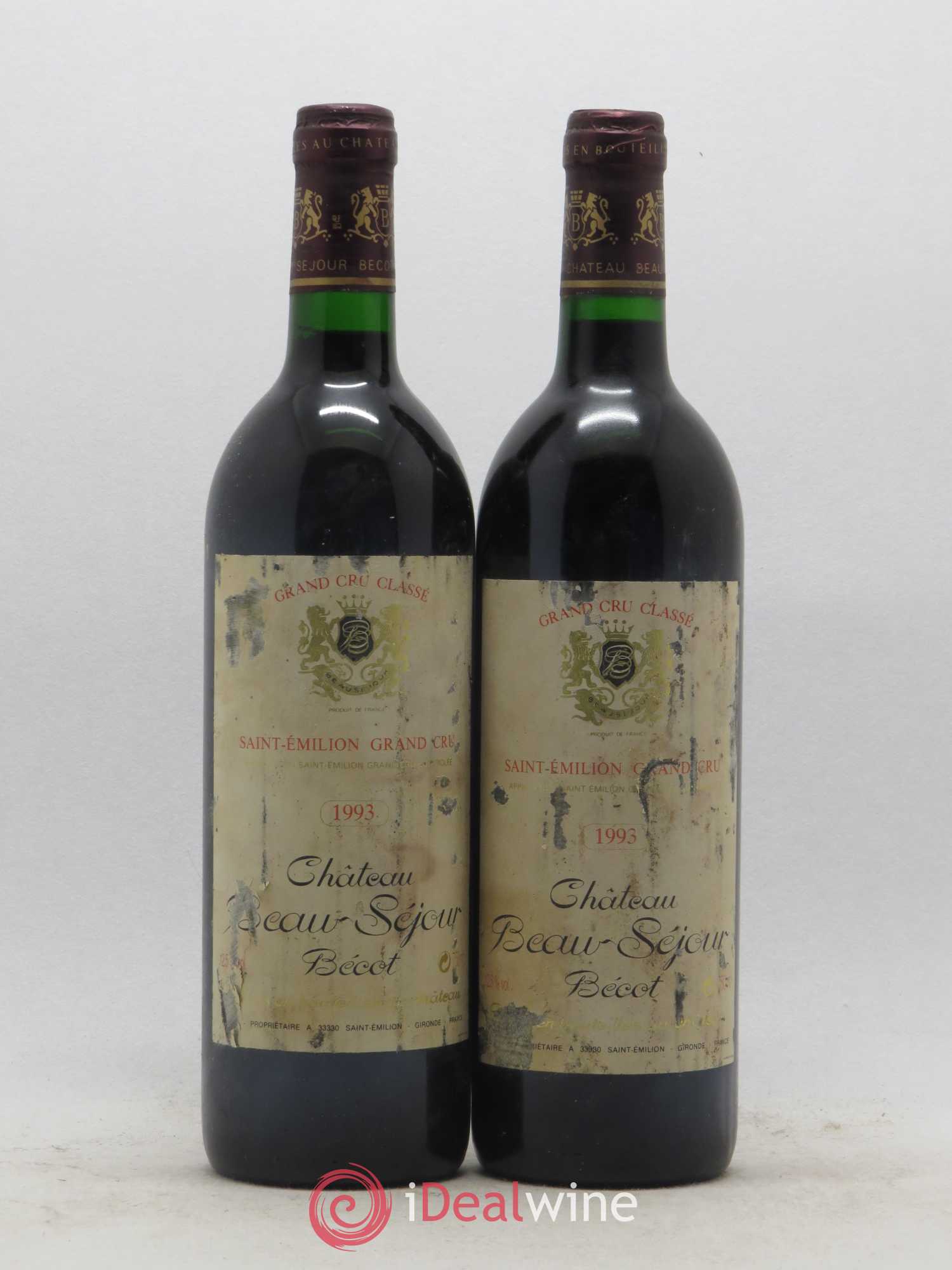 Château Beau-Séjour Bécot 1er Grand Cru Classé B 1993 - Lot de 2 bouteilles - 0