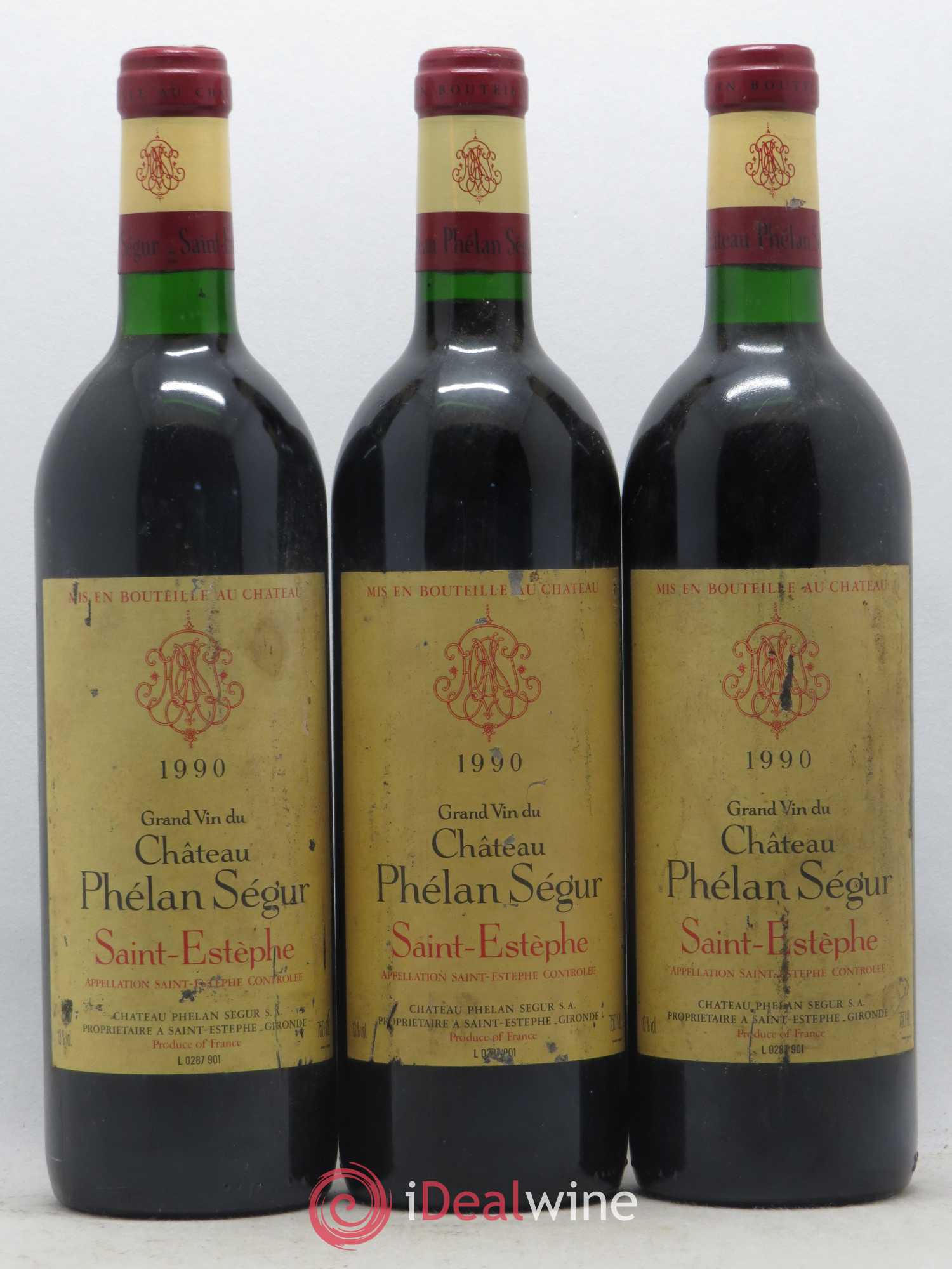 Château Phélan Ségur 1990 - Lot de 3 bouteilles - 0