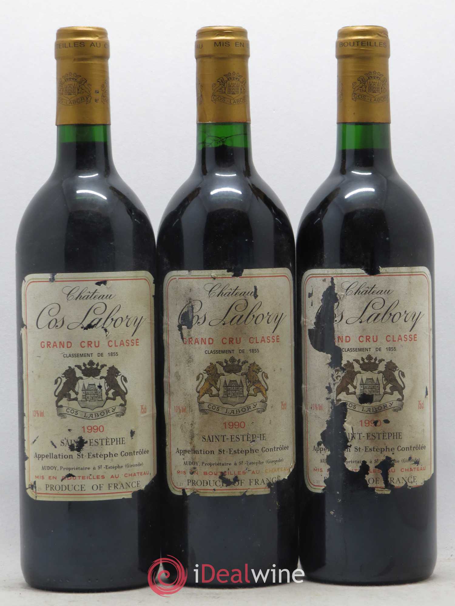 Château Cos Labory 5ème Grand Cru Classé 1990 - Lot de 3 bouteilles - 0