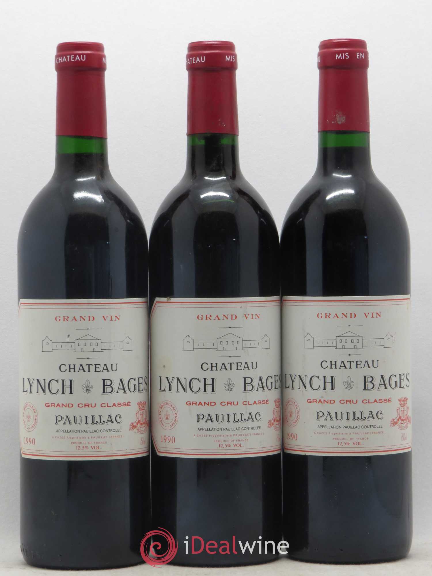 Château Lynch Bages 5ème Grand Cru Classé 1990 - Lot de 3 bouteilles - 0