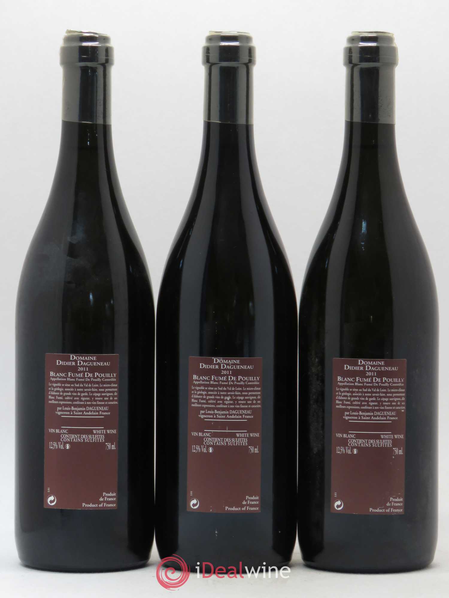 Vin de France (anciennement Pouilly-Fumé) Pur Sang Dagueneau (Domaine Didier - Louis-Benjamin) 2011 - Lot de 3 bouteilles - 1