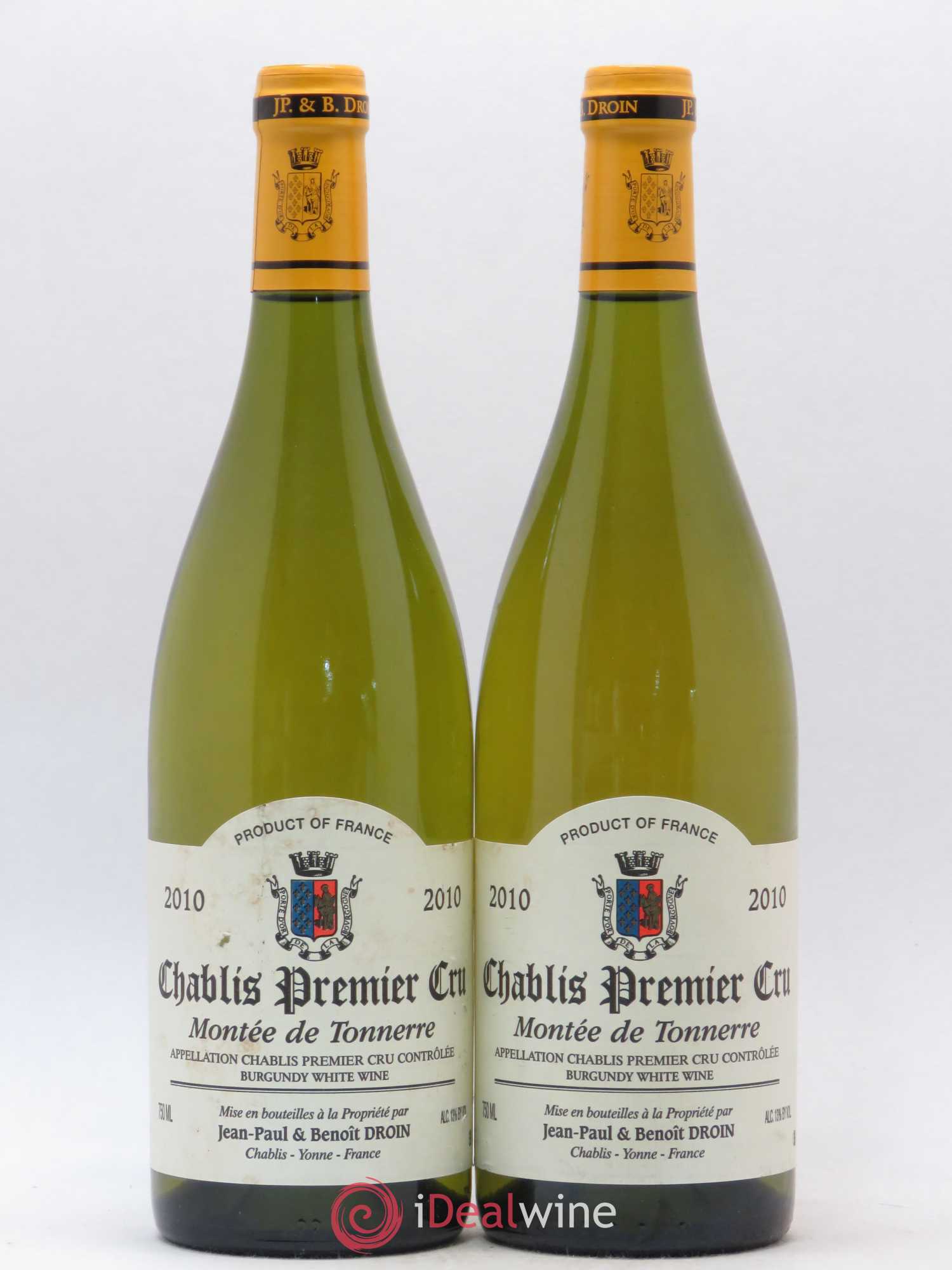 Chablis 1er Cru Montée de Tonnerre Jean-Paul & Benoît Droin (Domaine) 2010 - Lot de 2 bouteilles - 0