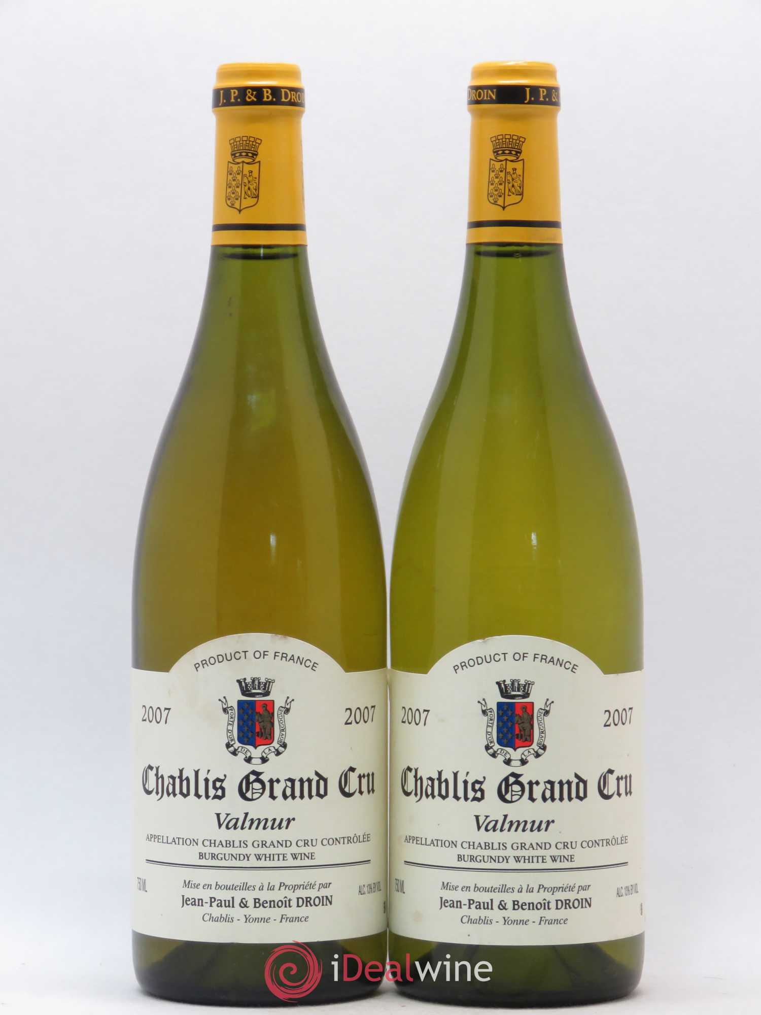 Chablis Grand Cru Valmur Jean-Paul & Benoît Droin (Domaine) 2007 - Lot de 2 bouteilles - 0