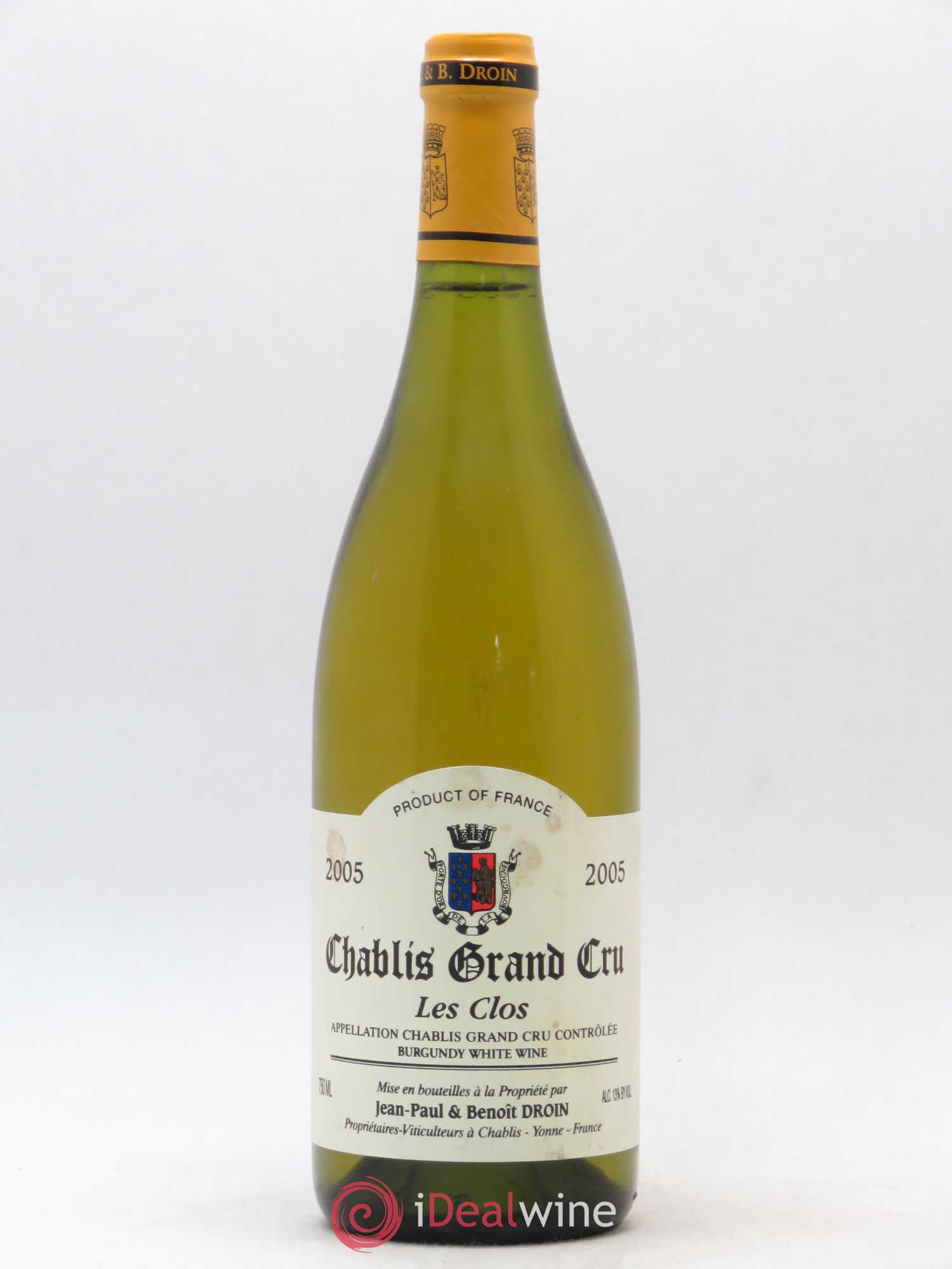 Chablis Grand Cru Les Clos Jean-Paul & Benoît Droin (Domaine) 2005 - Lot de 1 bouteille - 0