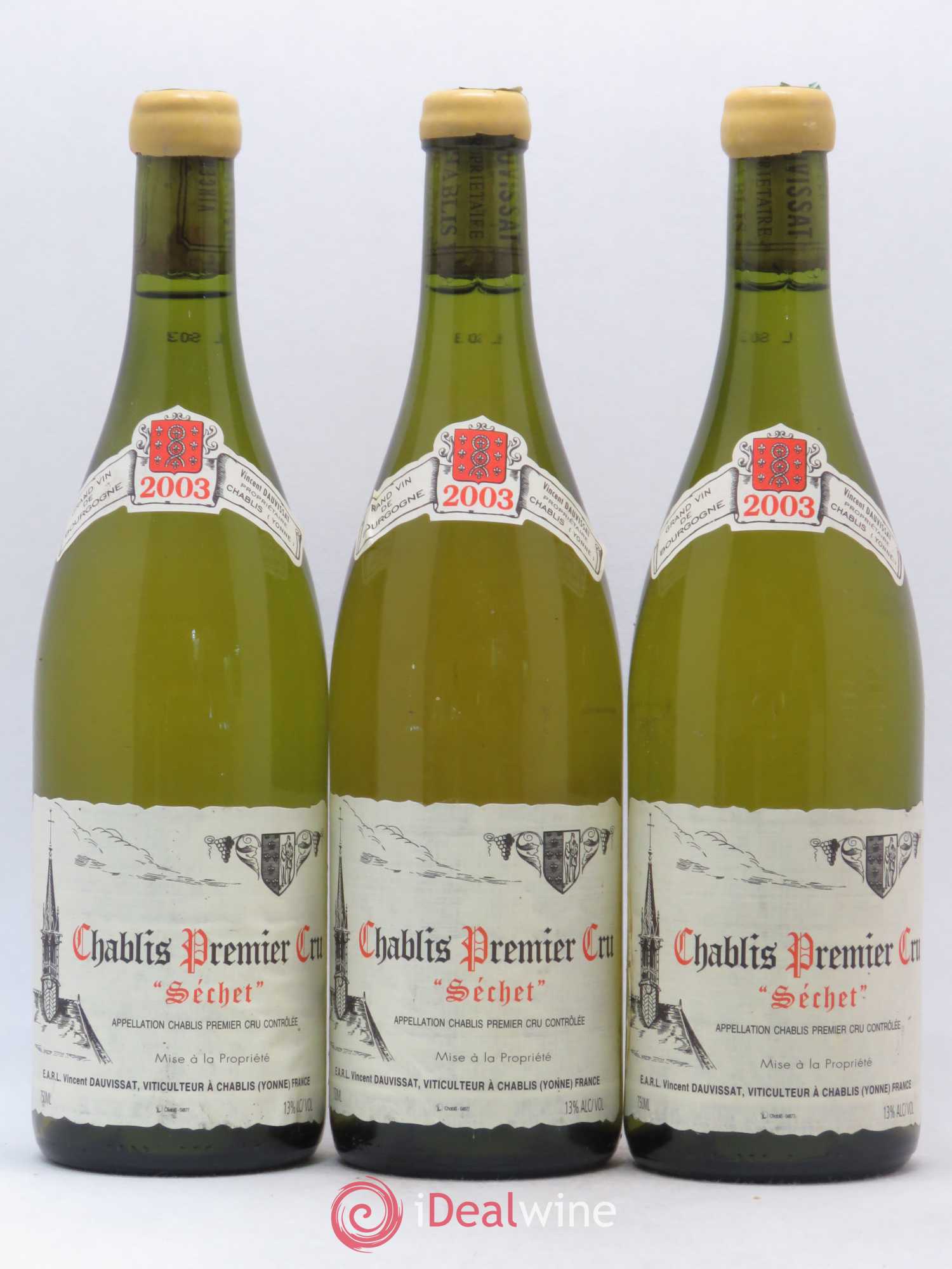 Chablis 1er Cru Séchet Vincent Dauvissat (Domaine) 2003 - Lot de 3 bouteilles - 0