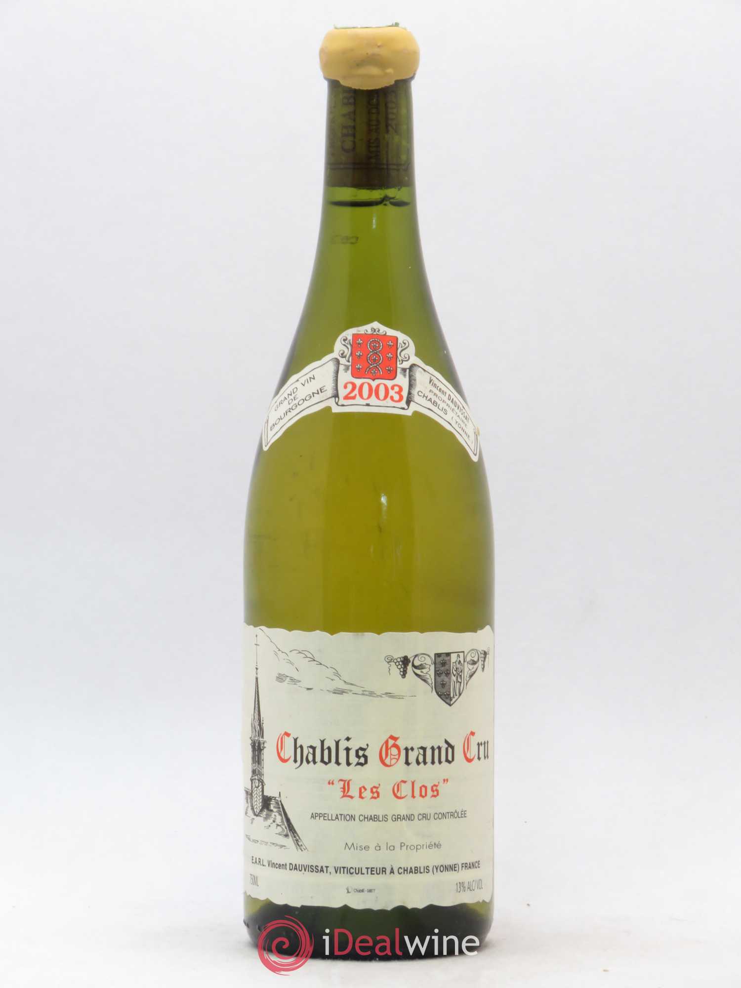 Chablis Grand Cru Les Clos Vincent Dauvissat (Domaine) 2003 - Lot de 1 bouteille - 0