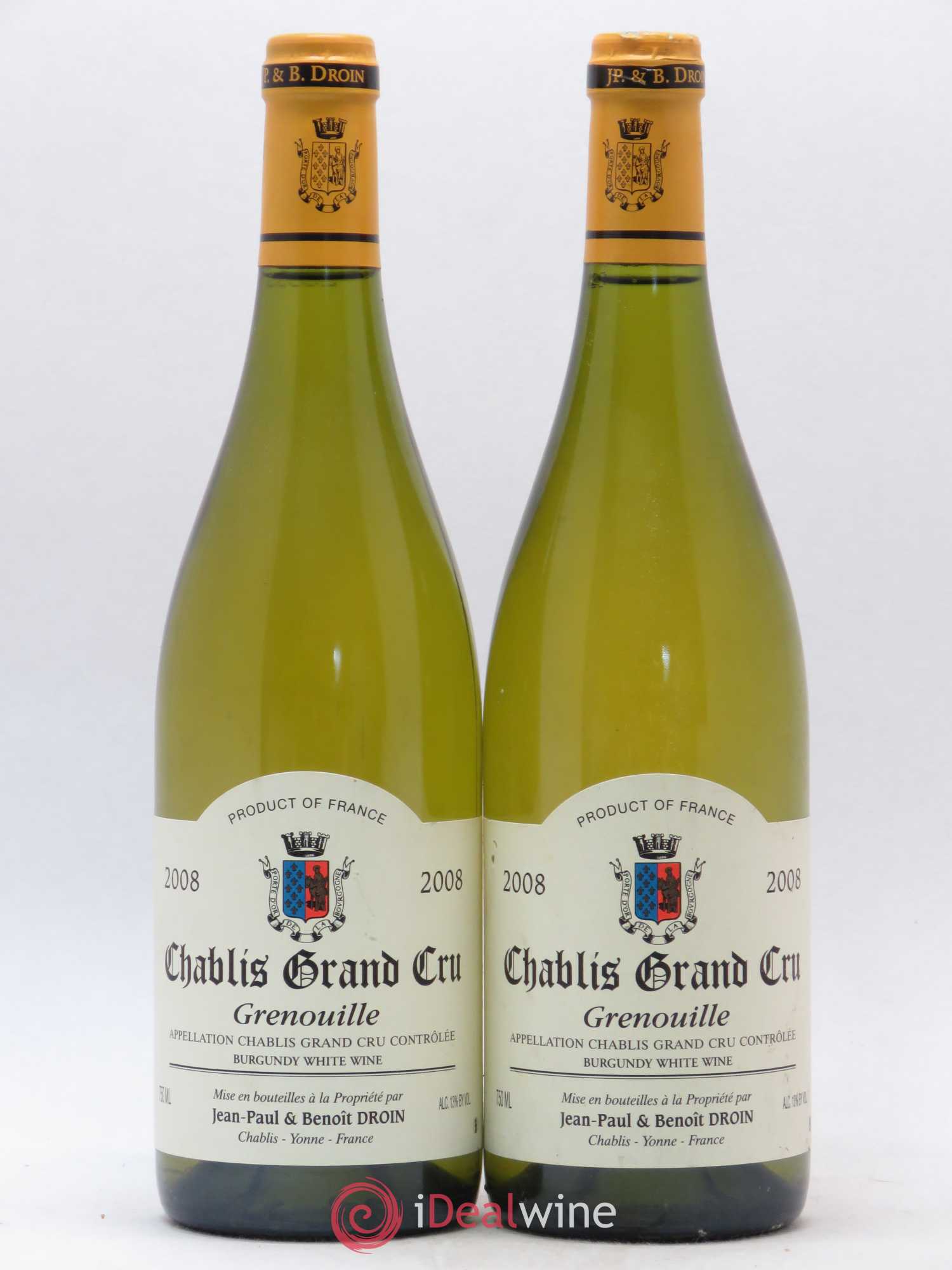 Chablis Grand Cru Grenouilles Jean-Paul & Benoît Droin (Domaine) 2008 - Lot de 2 bouteilles - 0