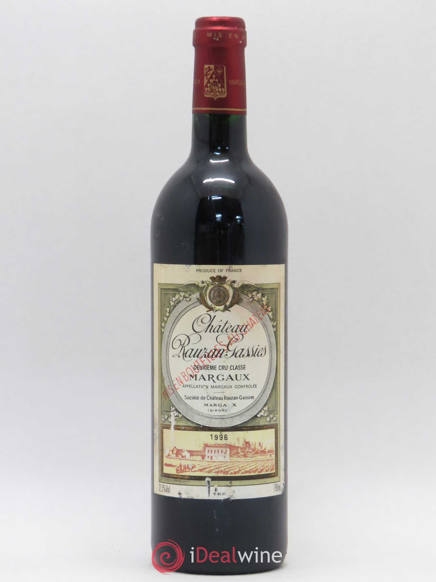 Château Rauzan-Gassies 2ème Grand Cru Classé 1996 - Lot de 1 bouteille - 0