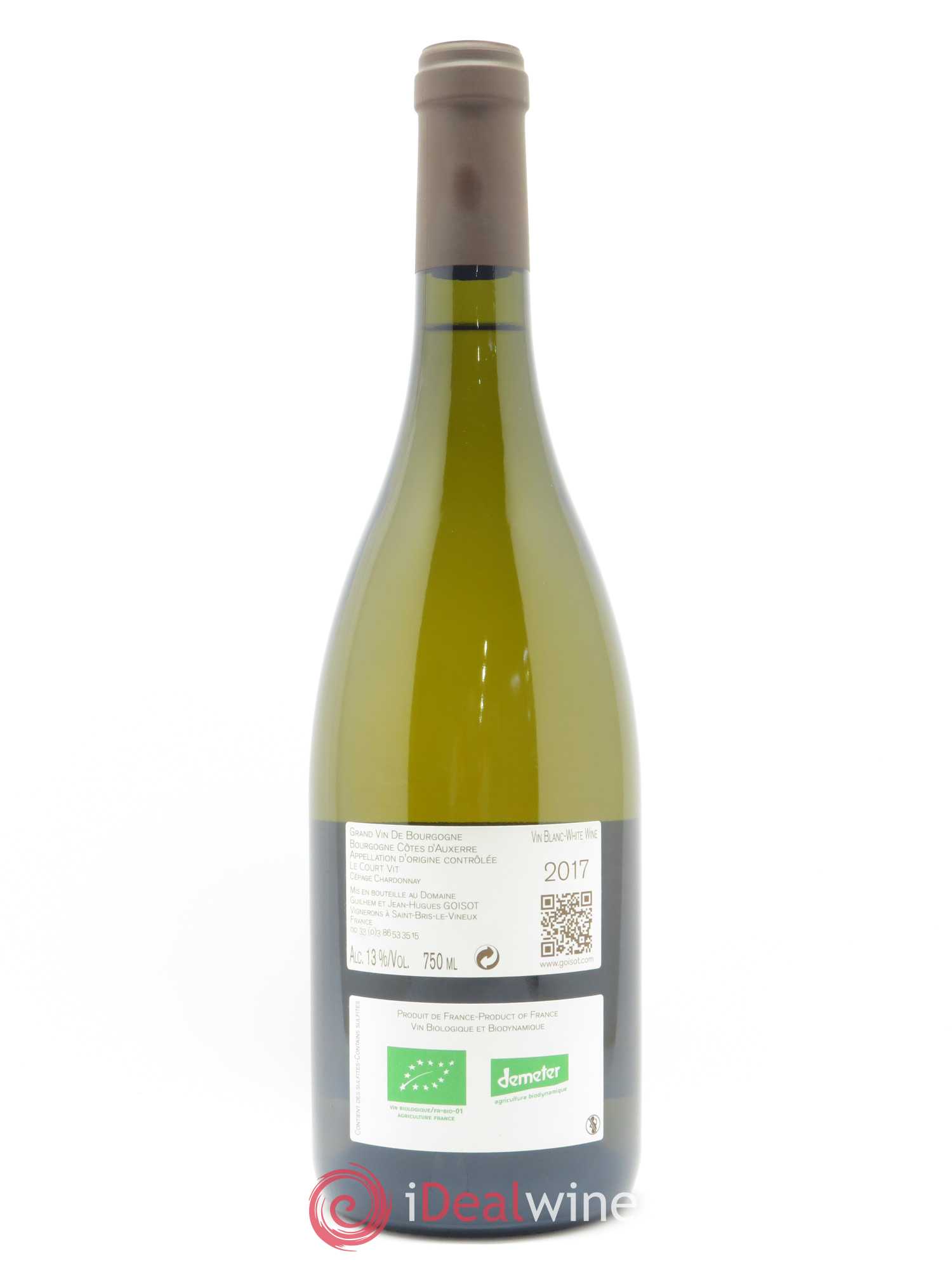 Bourgogne Côtes d'Auxerre Le Court Vit Goisot 2017 - Lot de 1 bouteille - 1