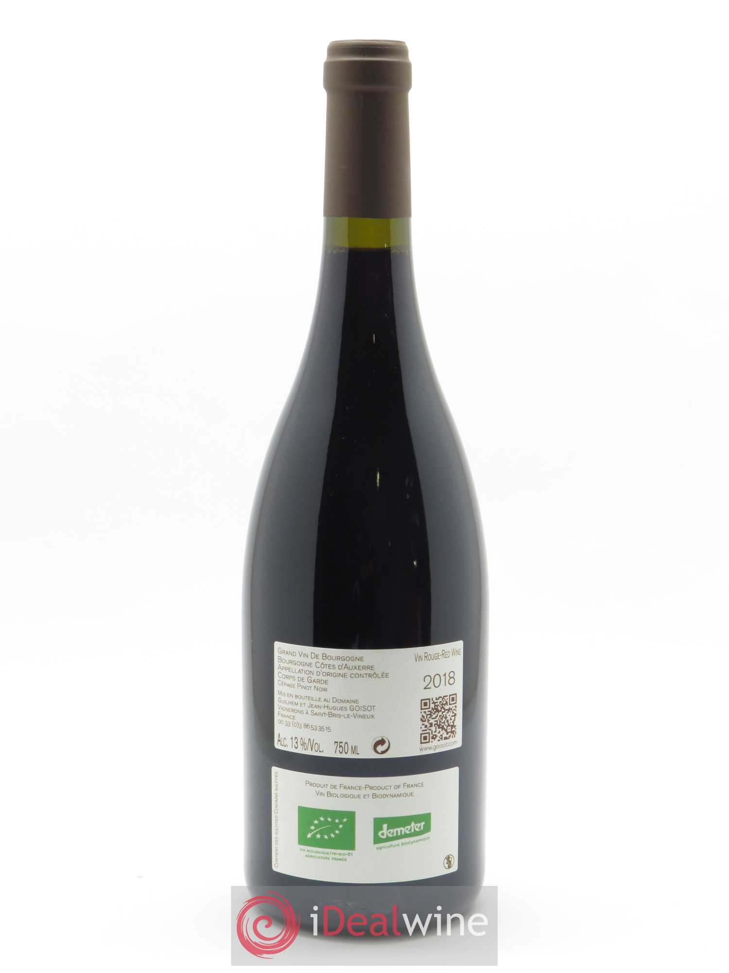 Bourgogne Côtes d'Auxerre Corps de Garde Goisot 2018 - Lot de 1 bouteille - 1