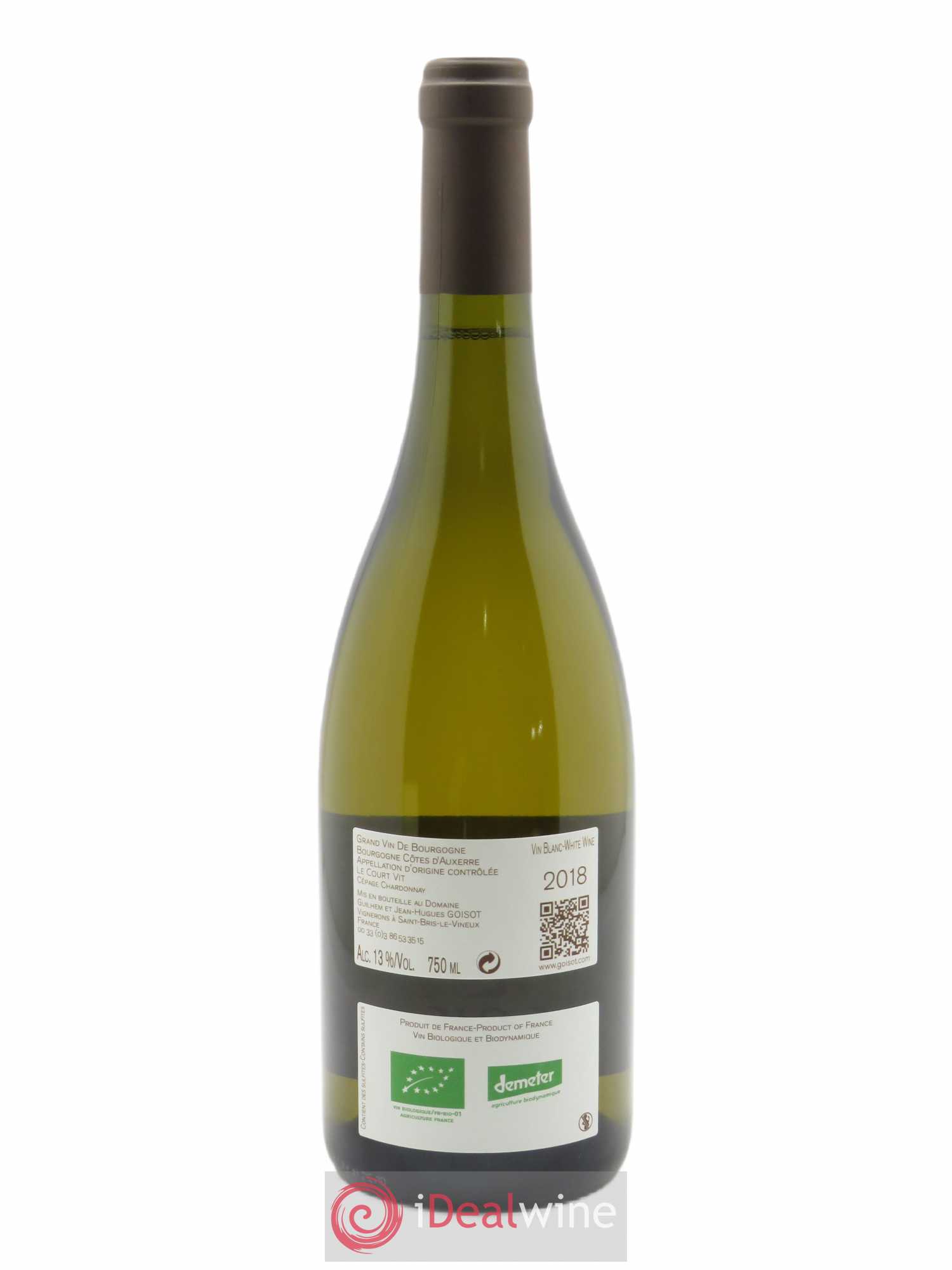 Bourgogne Côtes d'Auxerre Le Court Vit Goisot 2018 - Lot de 1 bouteille - 1